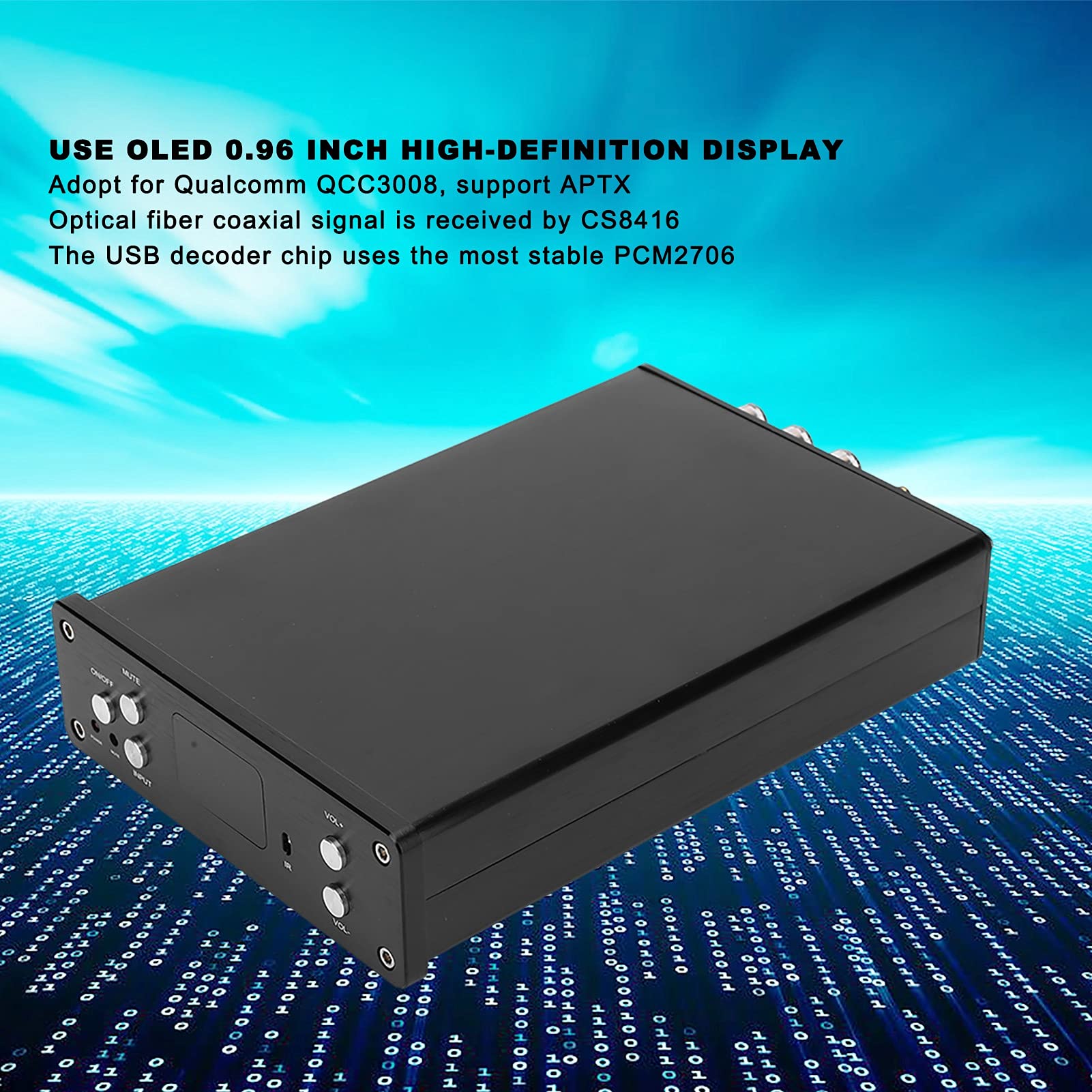 Ejoyous Wzmacniacz Mocy Wzmacniacz Bluetooth 5.0 ze Stopu Aluminium STA326 50 W Plus 25 W Plus 25 W DC 24V do 32 V z Optycznym Koncentrycznym Wejściem USB dla Użytkowników Domowego Sprzętu Audio