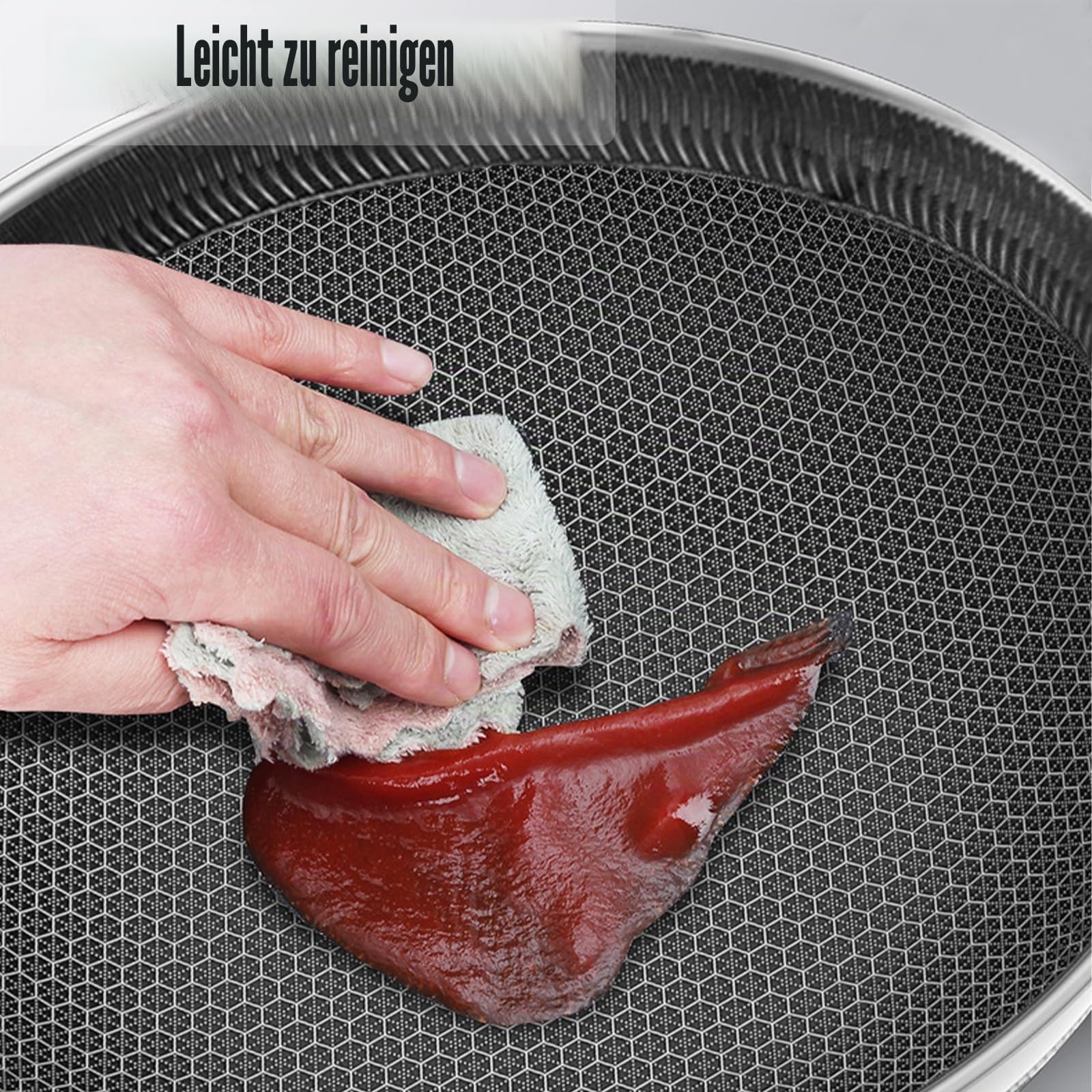 Wokpfanne mit Glasdeckel Spachtel Bratpfanne 32cm Edelstahl Pfanne Für Alle Kochplatten Wokpfanne Induktion Wok Wabenstruktur mit Antihaftbeschichtung Spülmaschinengeeignet Non Stick Pan Küchenprodukt