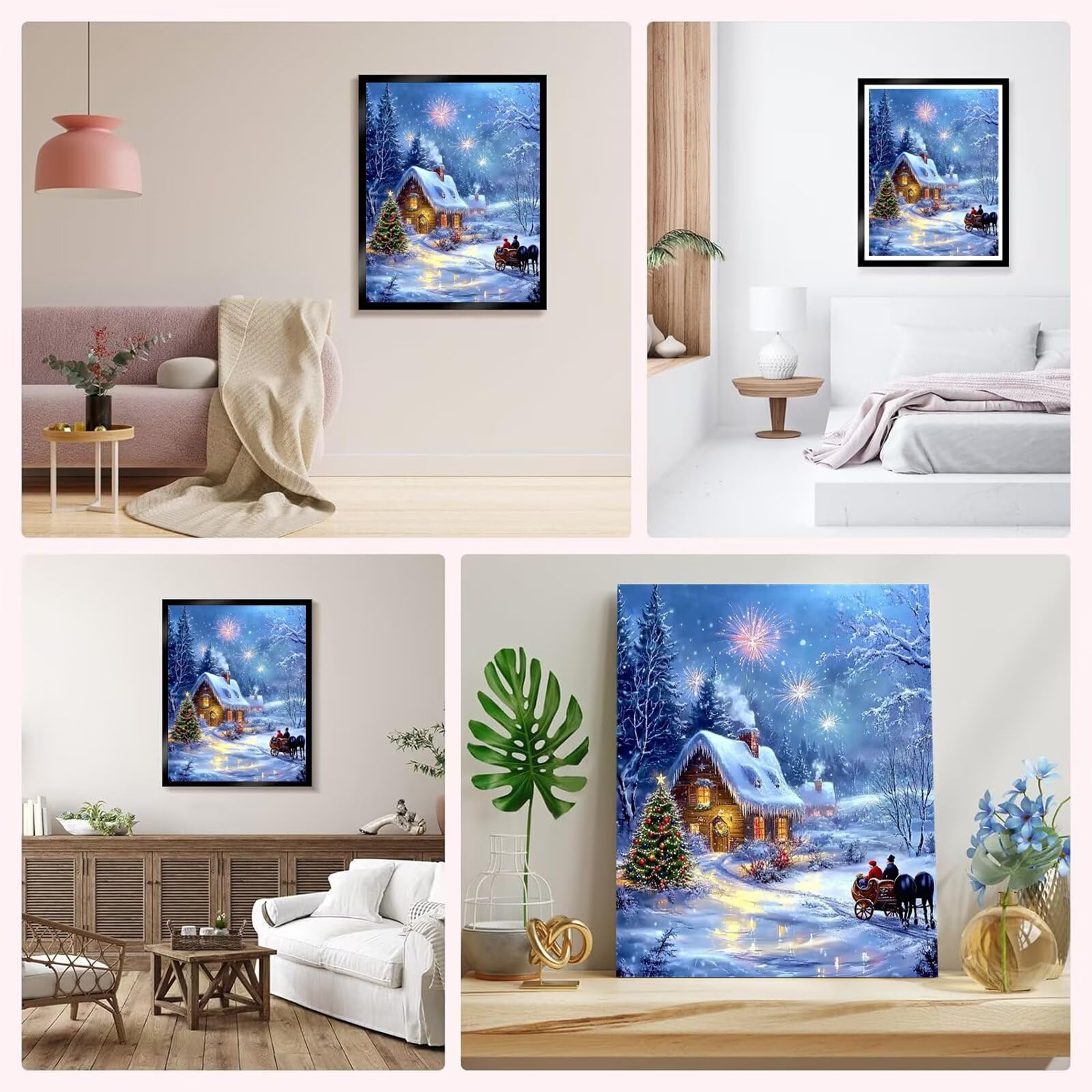 Malowanie po numerach dla dorosłych zima, śnieg malowanie po numerach 80x120 cm płótno bez ramy, 1 szt. DIY malowanie według numerów z 3 pędzlami i pigmentem akrylowym, obrazy do dekoracji salonu