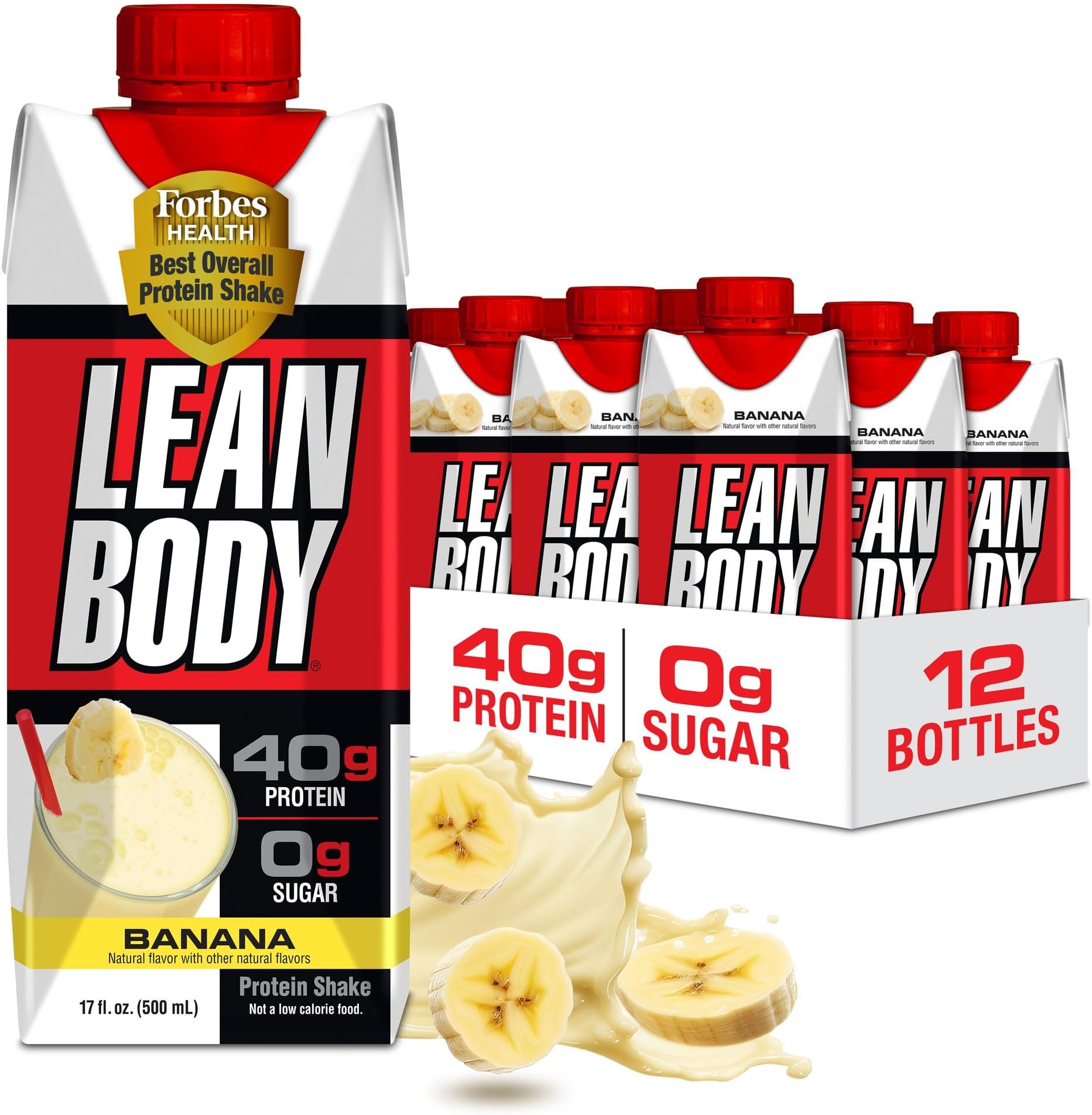 Labrada Nutrition Lean Body Ready To Drink Protein Shake (500ml, Pack of 12, Banana)_Whey Protein Blend_Zero Sugar, 40g Protein, Gluten Free, 22 Vitamins & Minerals