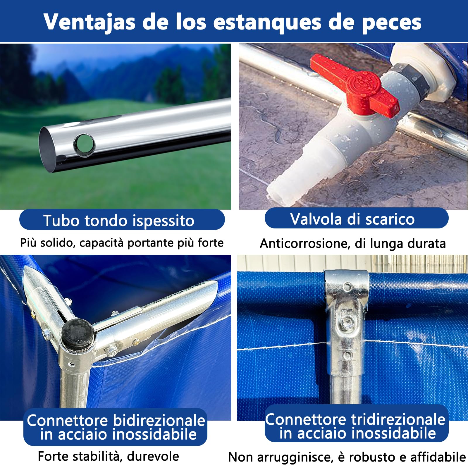 Piscina Acquario Fuori Terra, 1m Laghetto in Tela di PVC, Serbatoio di Contenimento Temporaneo per Pesci d'Acqua Salata, Stoccaggio Di Acqua, Allevamento