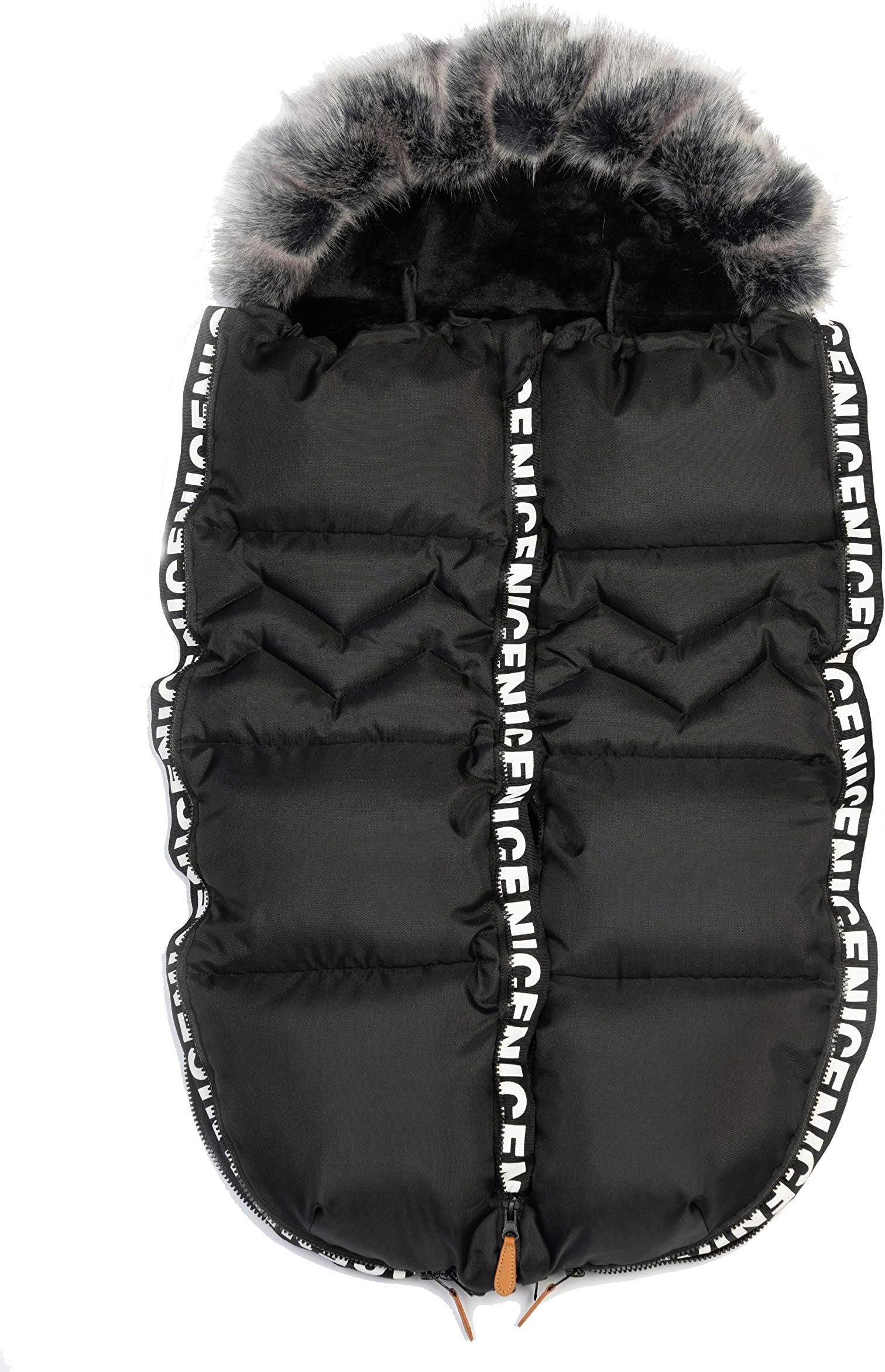 Baby footmuffs Collar with Fake Fur Stroller Bunting Bags Warmly (Army Green)