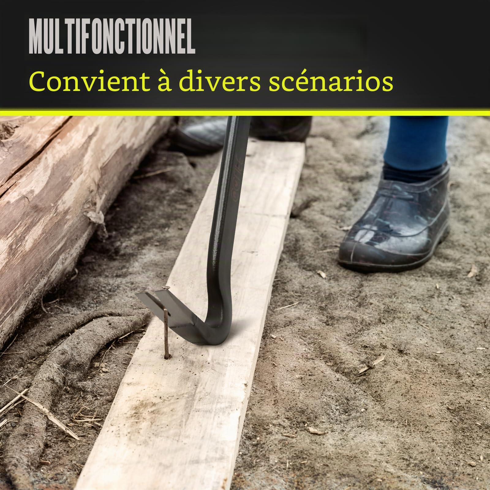 CCLIFE Levier à ongles en acier spécial, fer à ongles, barre droite, effet de levier optimal, résistant à la flexion