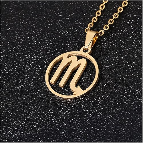 Collar de acero inoxidable con forma de estrella del zodiaco con dije de 12 constelaciones collar de cadena dorada para mujer regalo de joyería para