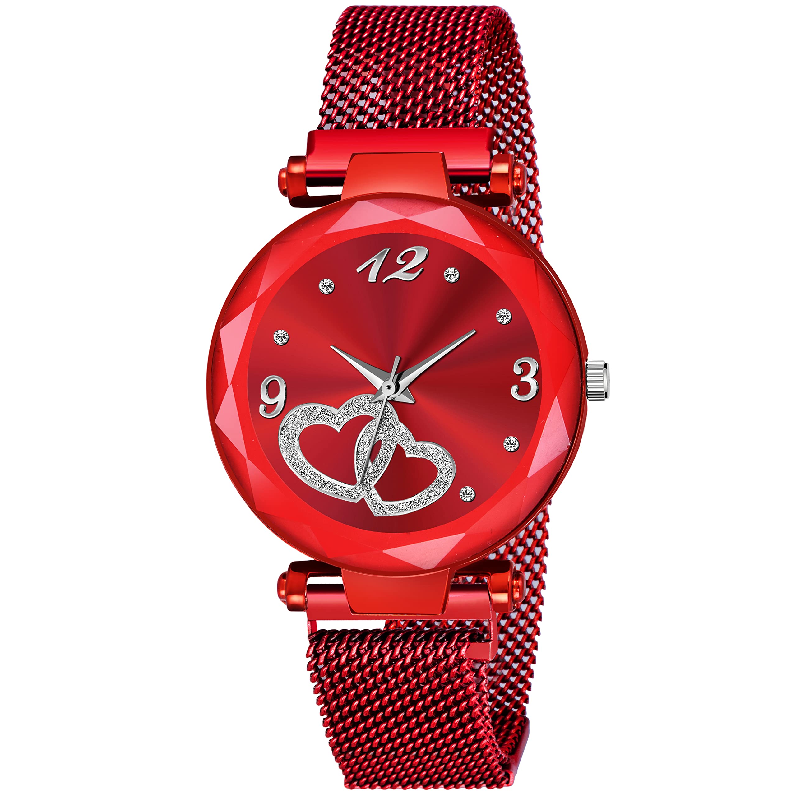 KIROH Analogue Heart Dial Magnetic Metal Strap Girls and Womens Watch (Red) (B0B4BG9GWQ) Amazon Price History, Amazon Price Tracker