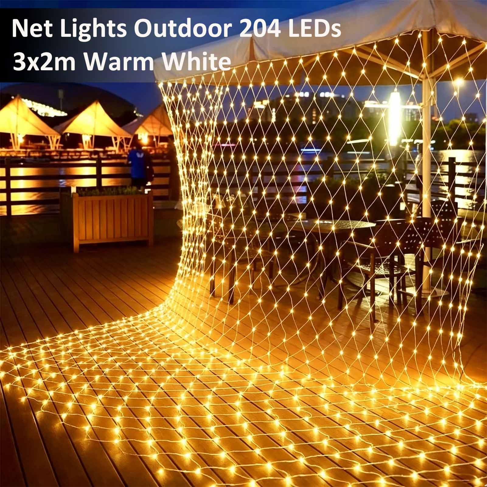 Cozymeow 2 Pièces Filet Lumineux Extérieur 3x2M 200 LED Guirlande Lumineuse | 8 Modes, Prise, Minuterie, Étanche, Noël Lumiere Exterieur Terrasse Jardin Balcon Décoration Mariage Buisson, Blanc Chaud