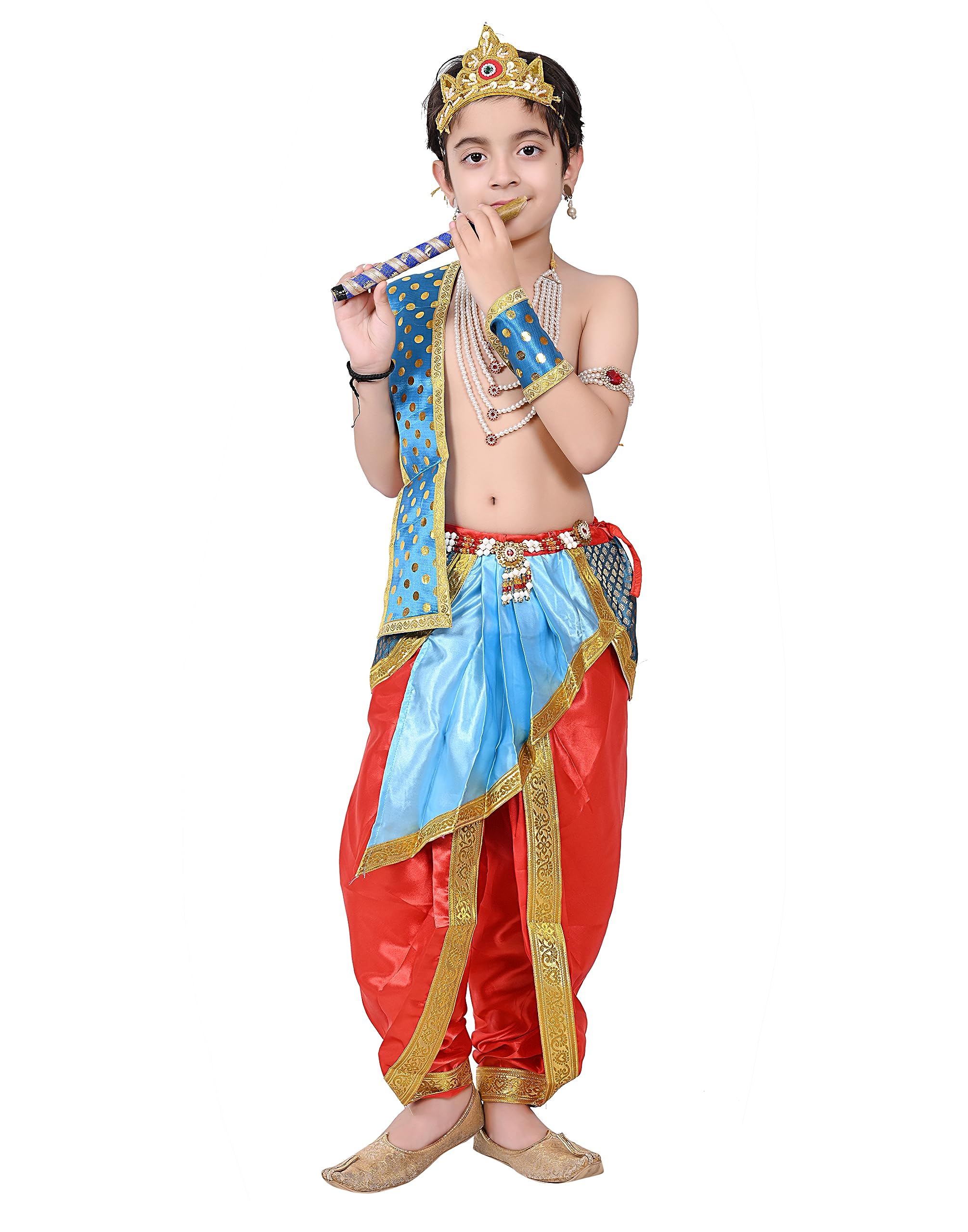 ENVINO OUTFIT Shri Krishna Dress for Baby Boy & Girl, Janmashtmi Dress with Diaper-friendly Dhoti & Dupatta, Mor Pankh Mukut (Red and Firozi, 4-5 years) (B0DD2LG1ZQ) Amazon Price History, Amazon Price Tracker