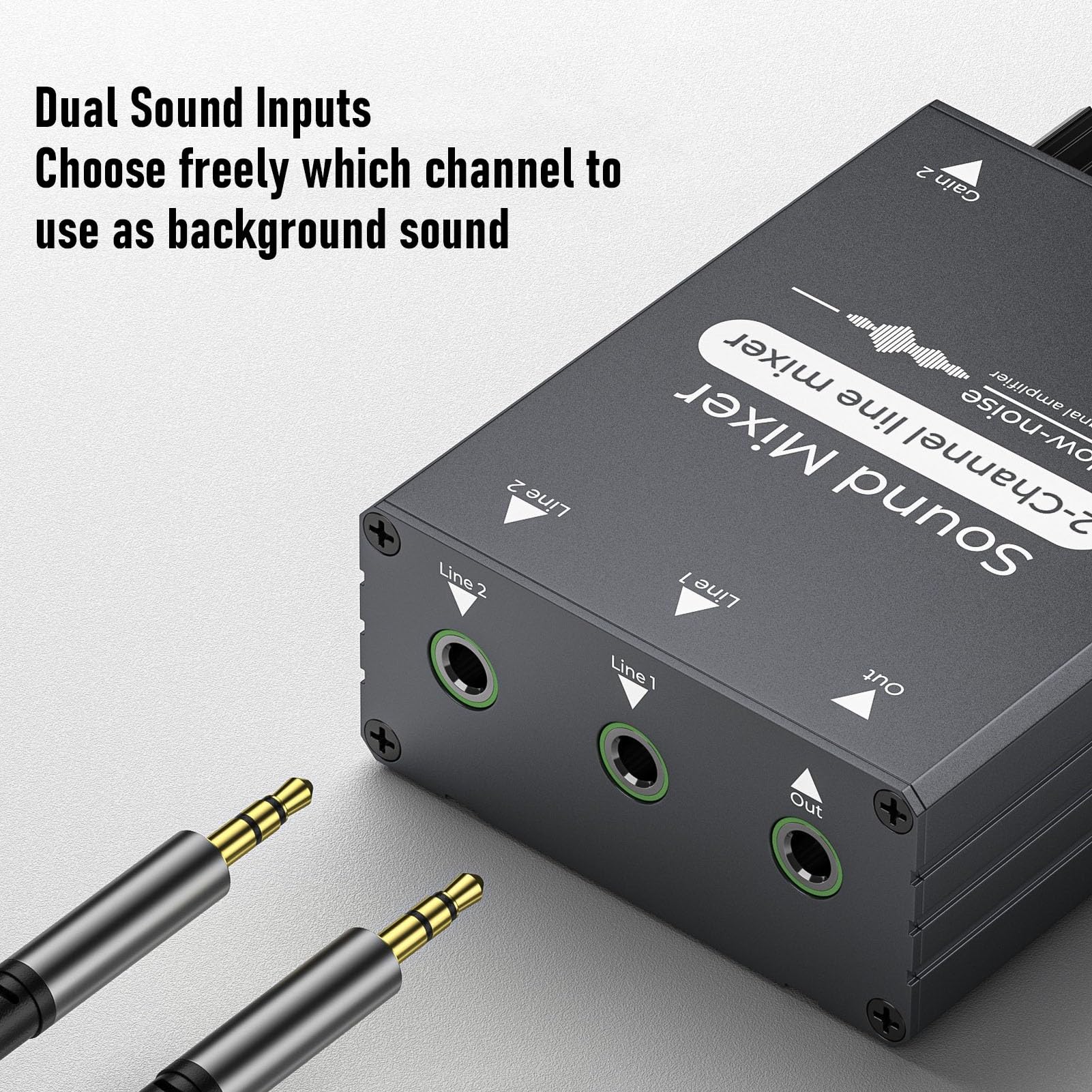 2-Kanal-Stereo-Audio-Mixer, 3,5 Mm 2-in-1-Out-Stereo-Sound-Mixer mit Doppelter Lautstärkeregelung für Computer, Kopfhörer, Telefone, Laptops