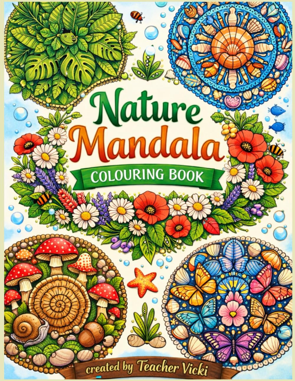 Nature Mandala Worksheet: Printable Botanical Mandalas for Kids & Adults: Relaxing Mindful Colouring Pages