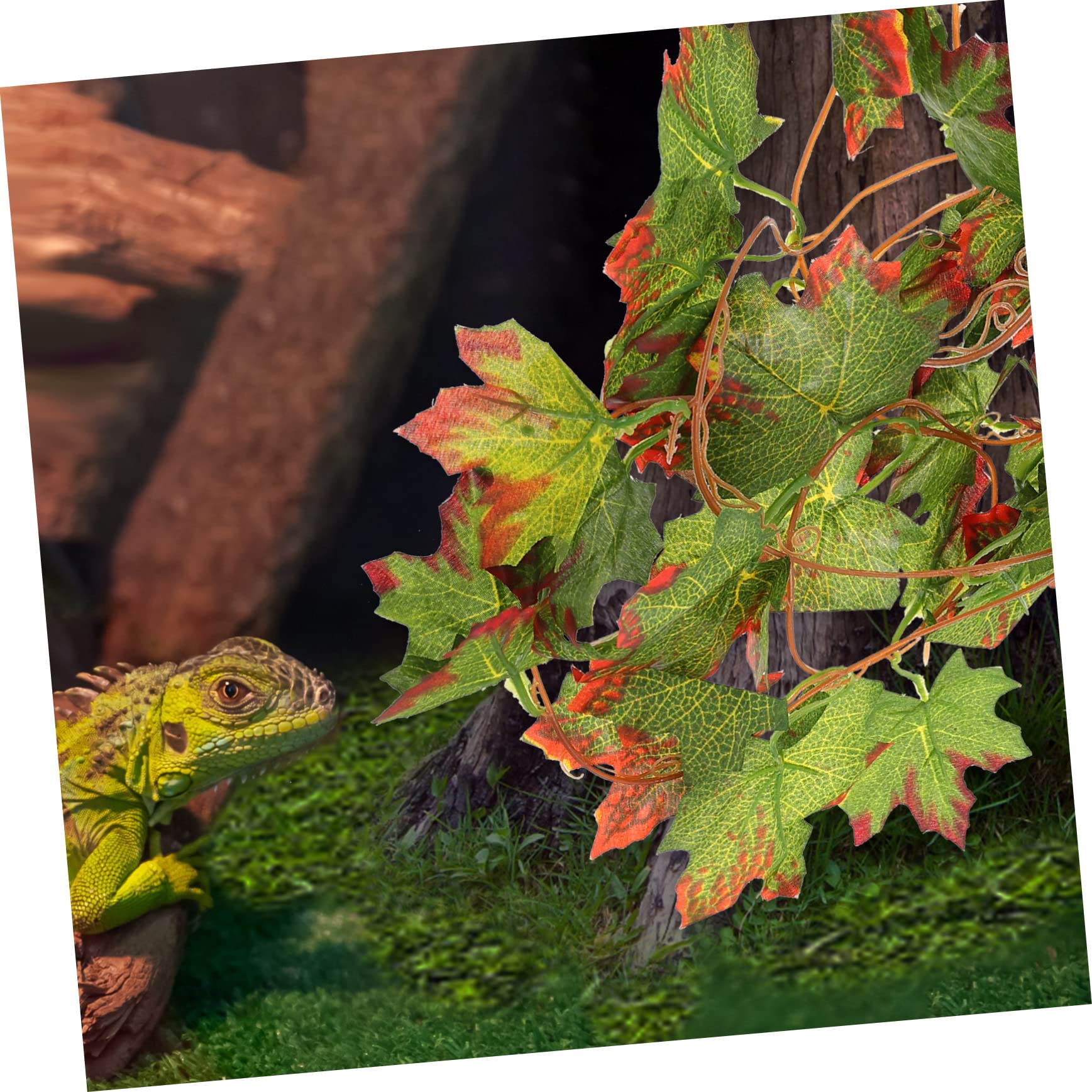 HOLIDYOYO Terrarium Decor Artificial Leaves for Reptile Fish Tanks Fake Vine Plant Ornament Easy Install with Suction Cup Durable Nature Decor for Home Reptile Habitats