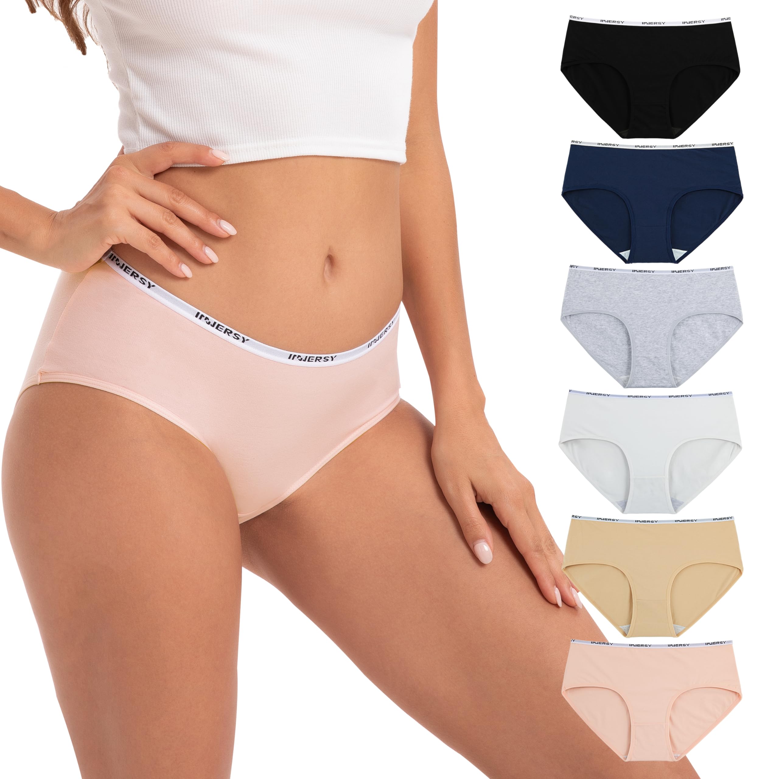 INNERSY Bragas Mujer Algodón Comodas Braguitas Culotte Cintura Midi Ropa Interior Deportiva Pack de 6