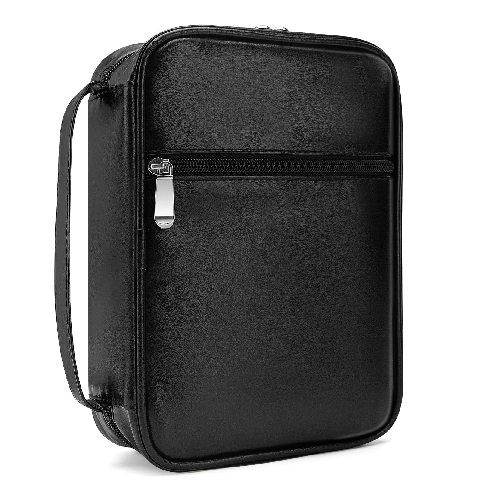 Aburbe Small Bible Cover Case for Women and Men, 9x6 PU Leather Bible Sleeve, Compact Travel Bible Carrier Bag with Front Pen Holders, Zipper Closure,