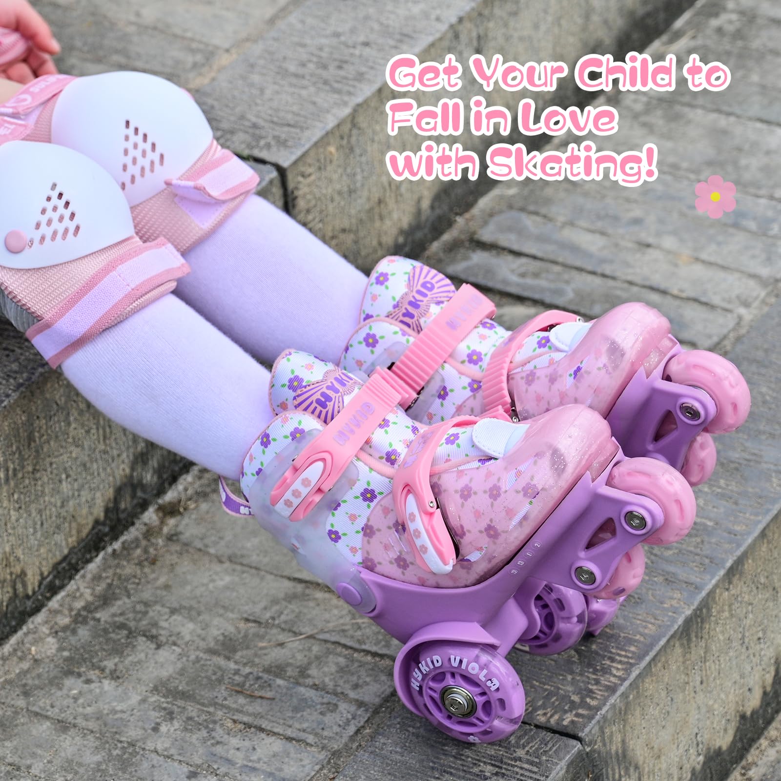 Roller Enfant Fille Patins à roulettes pour Enfants, Patins à roulettes réglables pour Enfants 3 à 9 Ans, Roller Enfant Fille lumières Amusantes pour Enfants pour débutants