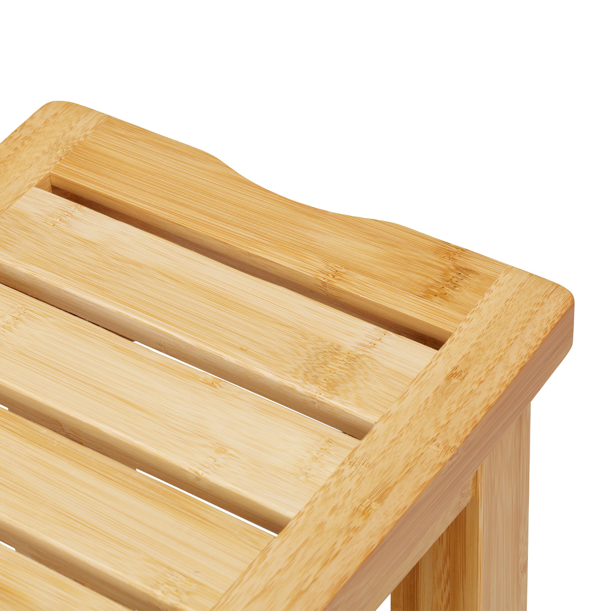 Relaxdays Tabouret en Bambou, HxLxP: 45,5 x 48 x 25 cm, Charge : 150 kg, Banc en Bois avec Pieds antidérapants, Nature