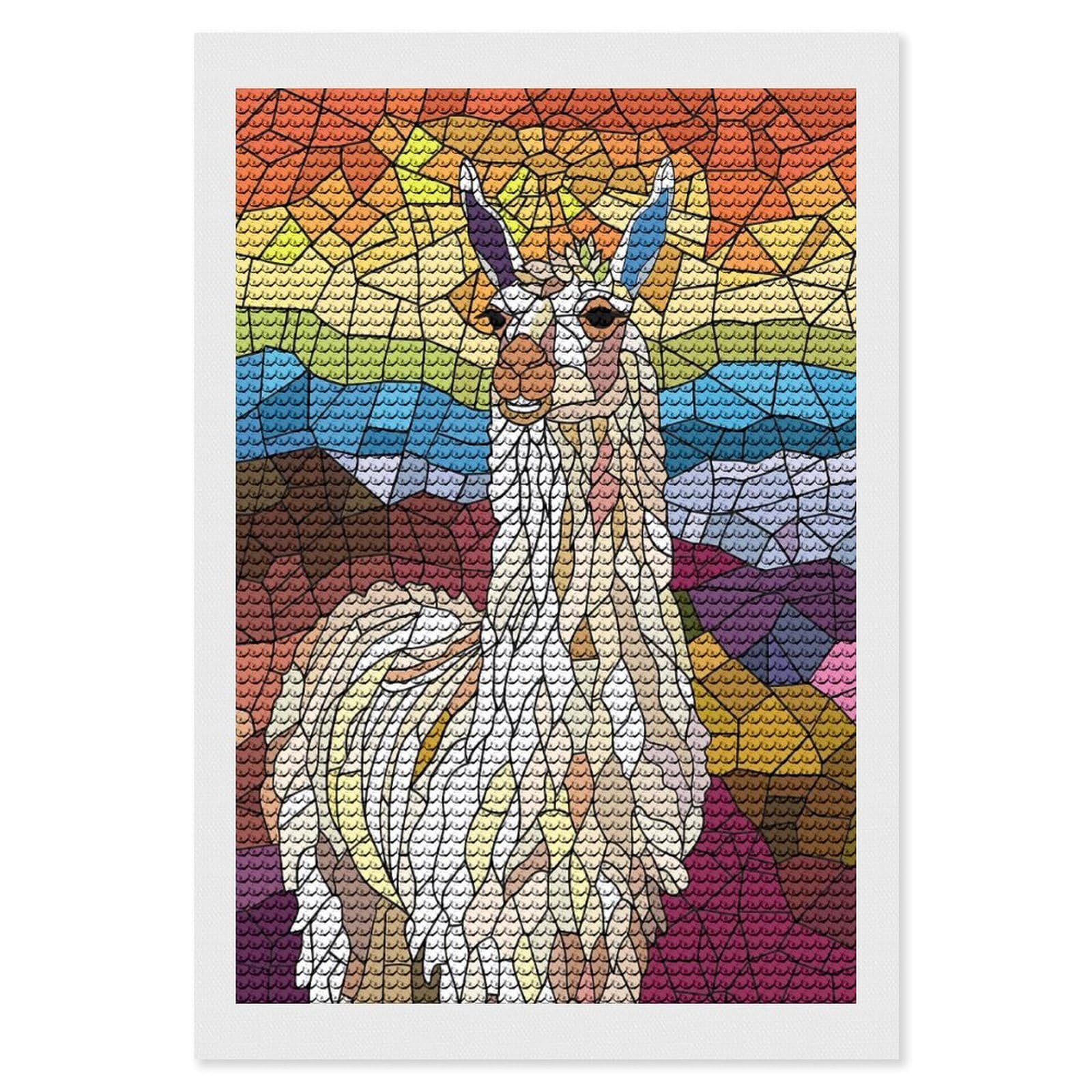 Junmoney Stained Glass Llama Portrait Diamond Painting Kit 8"x12", Easy Handmade Project, Easy to Enjoy, Aesthetic Room Decor, Christmas Gift