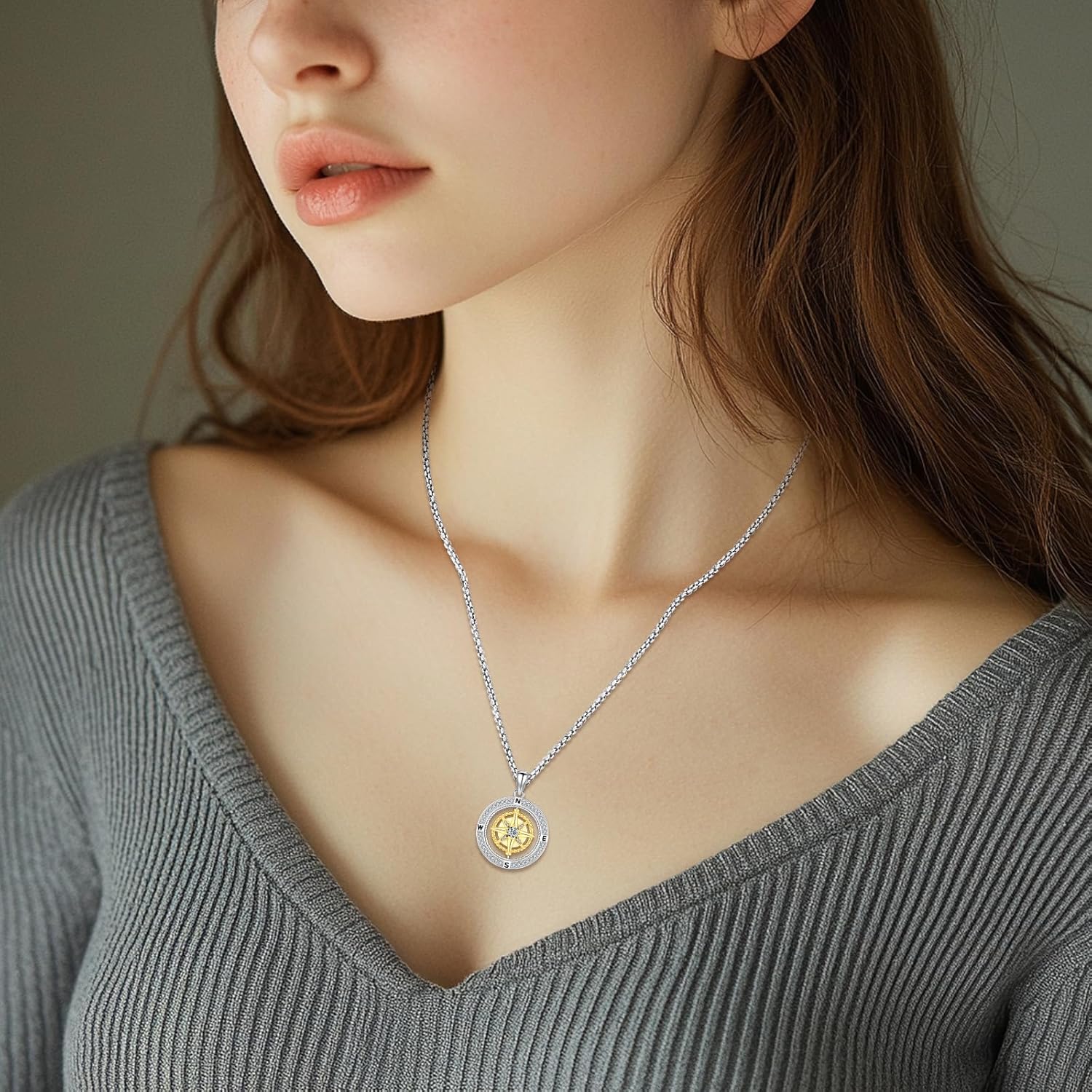 Compass Necklace Sterling Silver Classic Celtic World Map Rotatable Compass Pendant Graduation Friendship Talisman Travel Necklace Inspirational Gift Jewelry for Women - Image 5