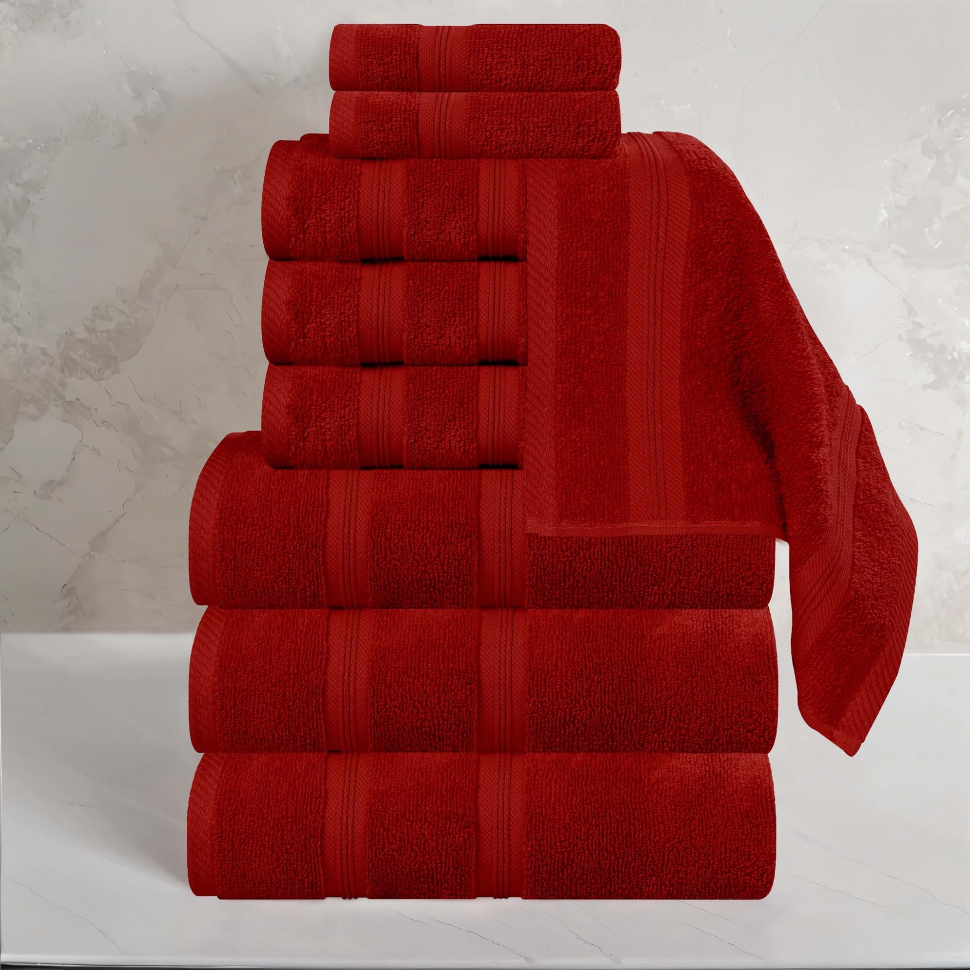 Superior 9-Piece Cotton Towel Set, Soft Plush Essential Towels for Bathroom Decor, Shower, Gym, Spa, Salon, Resort, Airbnb, Includes 3 Hand, 4 Face,