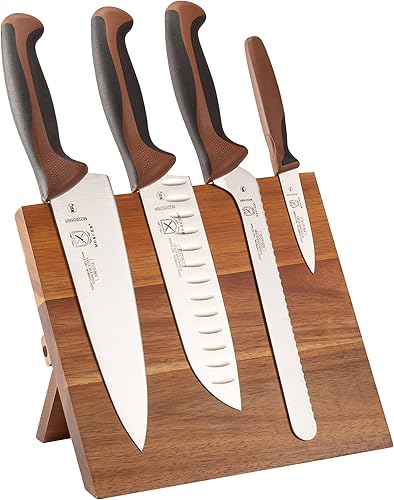 Miniatura 104 de Mercer Culinary Millennia Colors - Juego de 5 tableros magnéticos con asas moradas, madera de caucho, 5 x 15 x 15 pulgadas