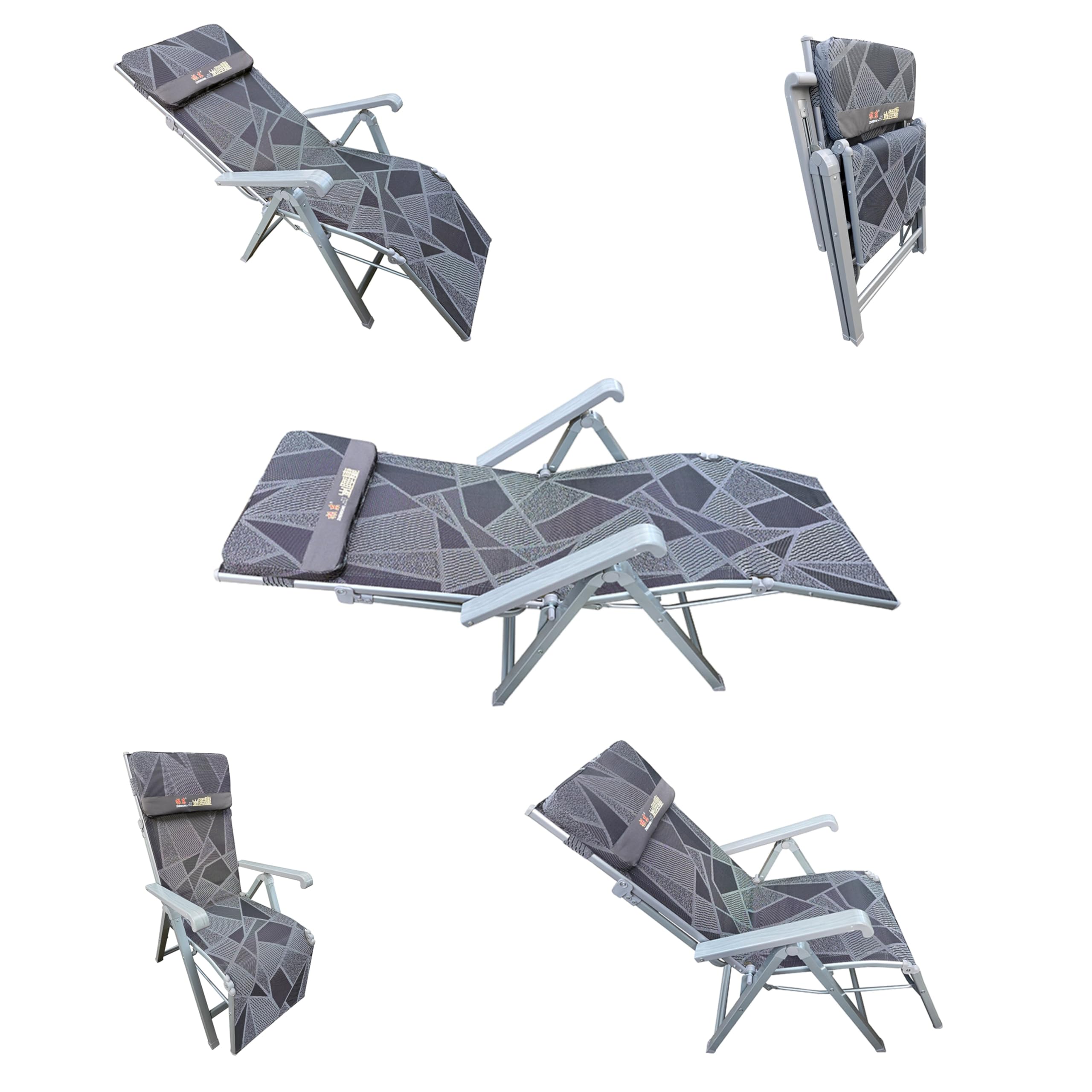 Amaze Folding Reclining Chair Cum Bed| Multi-Functional Lounge Chair for Home, Office, and Camping (Color-Grey)-image-7