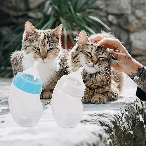 Miniatura 6 de Mipcase 2 biberones para cachorros para lactancia, 6.1 fl oz, kit de alimentación para gatitos, botellas para gatitos recién nacidos (color