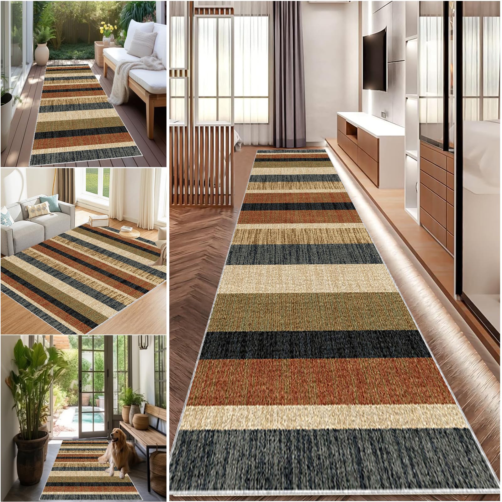 Long tapis de passage 110x240 paillasson entree interieur antiderapant