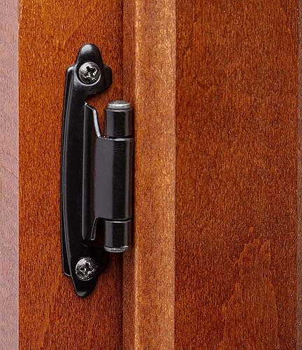 Miniatura 5 de Decobasics Bisagras superpuestas de 12 pulgada de color negro mate (5 pares -10 piezas) bisagras de gabinete de baño y cocina de cierre automático,