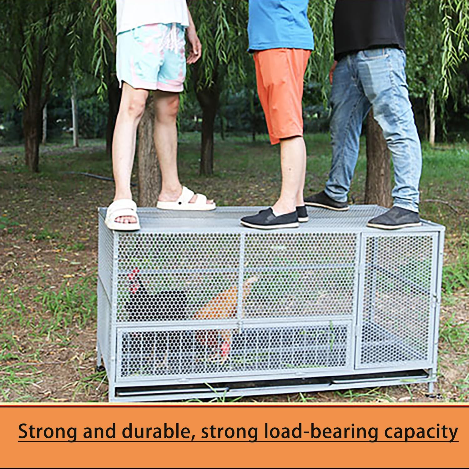 Large Chicken Coop Rabbit Hutch Outdoor Yard Poultry Cage and Run Hen Duck Coop with Removable Tray for Various Pets(Size:59x23.6x28.7in)