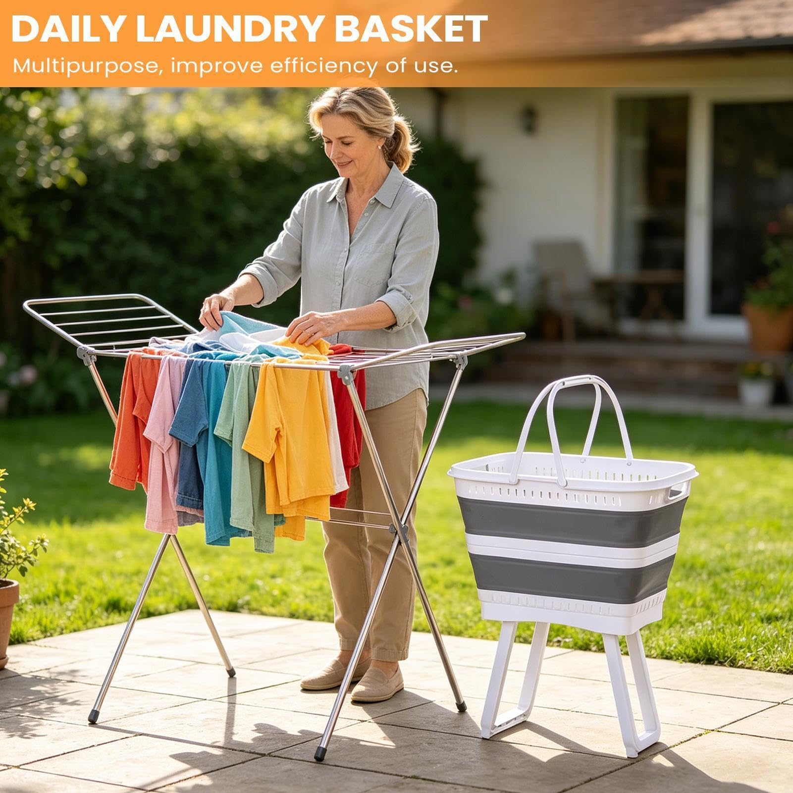 Wäschesammler 26 Liter Mit Griffen, Erhöhter Organizer | Kleiderkorb Wäschesammler Für Schlafzimmer Für Badezimmer, Schlafzimmer, Küche, Spielzimmer, Wohnheim, Snacks, Lebensmittel,