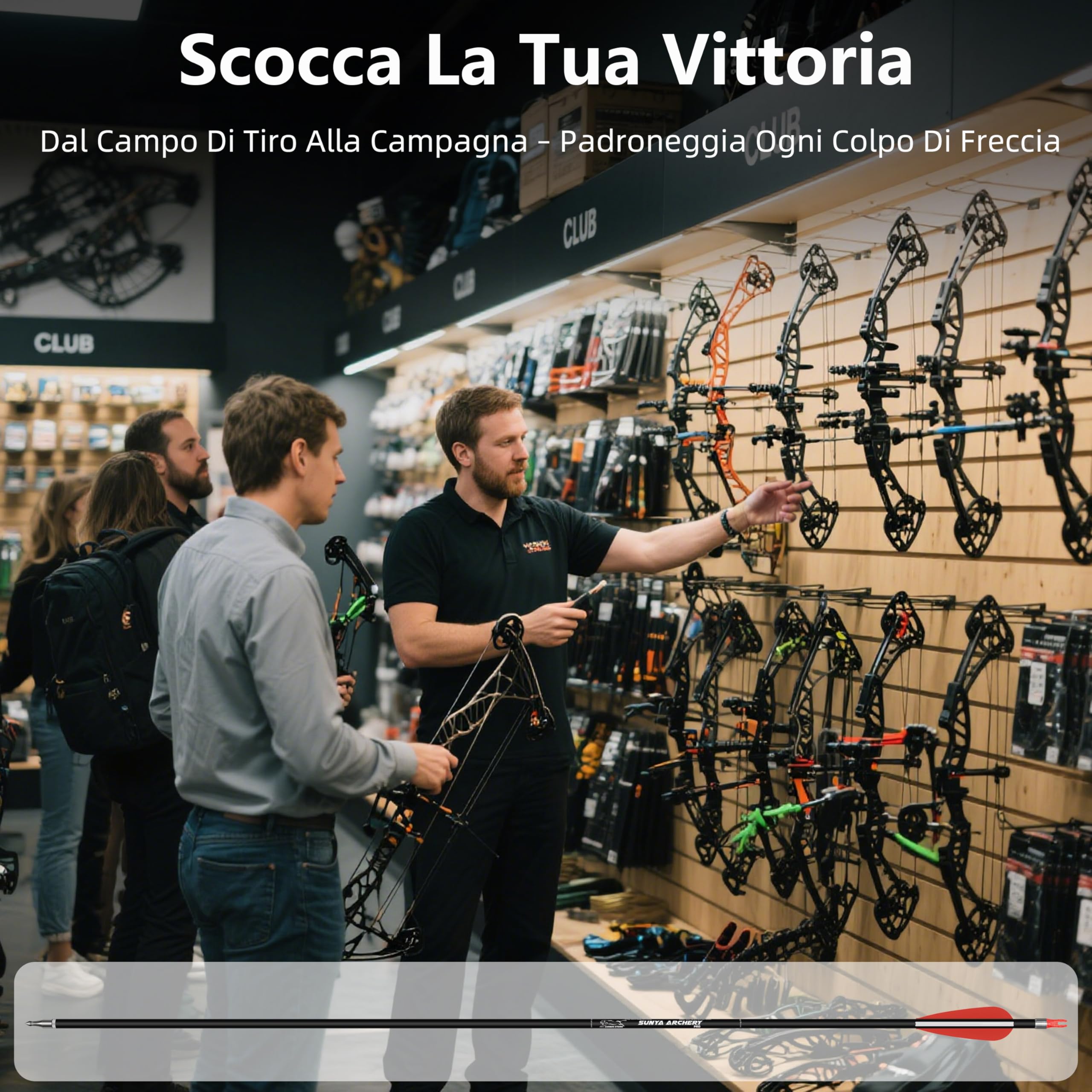 Sunya Frecce da Caccia Arco Compound e Arco ricurvo. Asta in Carbonio da 30 Pollici, Spina 400/500 con Punte Rimovibili. Confezione da 12 Pezzi
