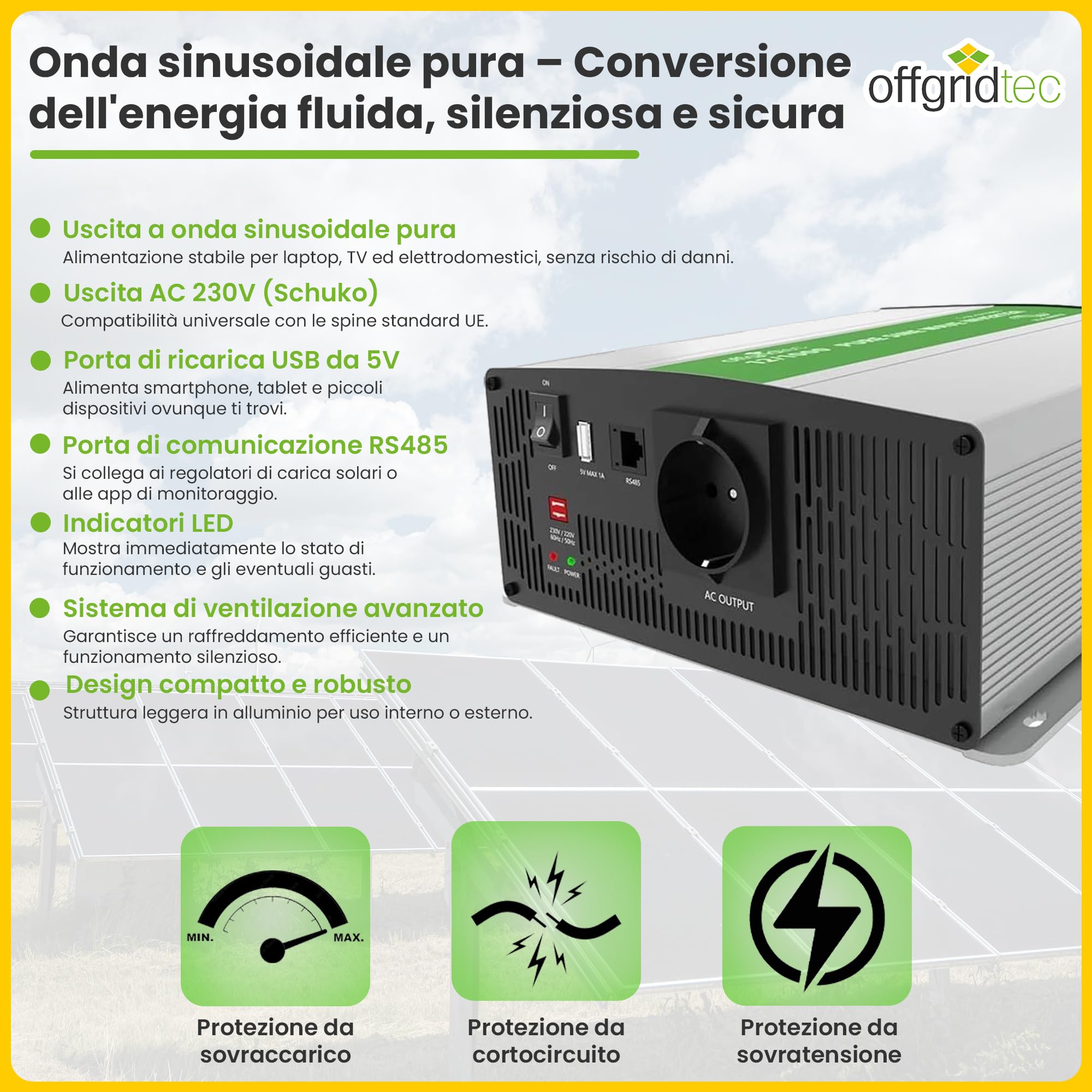 Offgridtec Autark Pro XL Impianto Solare 600 W, 3000 W AC, 2 Batterie LiFePO4 200 Ah, Regolatore MPPT con Display, Plug & Play, Inverter a Onda Sinusoidale, USB, per Camper Off-Grid