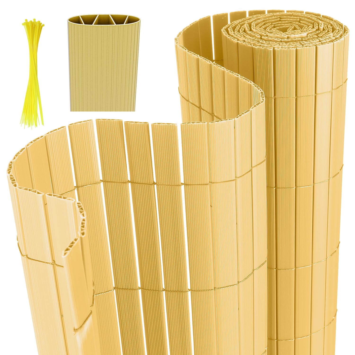 Canisse en PVC, Brise Vue en PVC 160 x 500 cm, Clôture de Jardin avec Serre-câbles, Brise-Vue pour Jardin, Balcon, terrasse, clôture, Renforcement intérieur en 4 Poids, Bambou