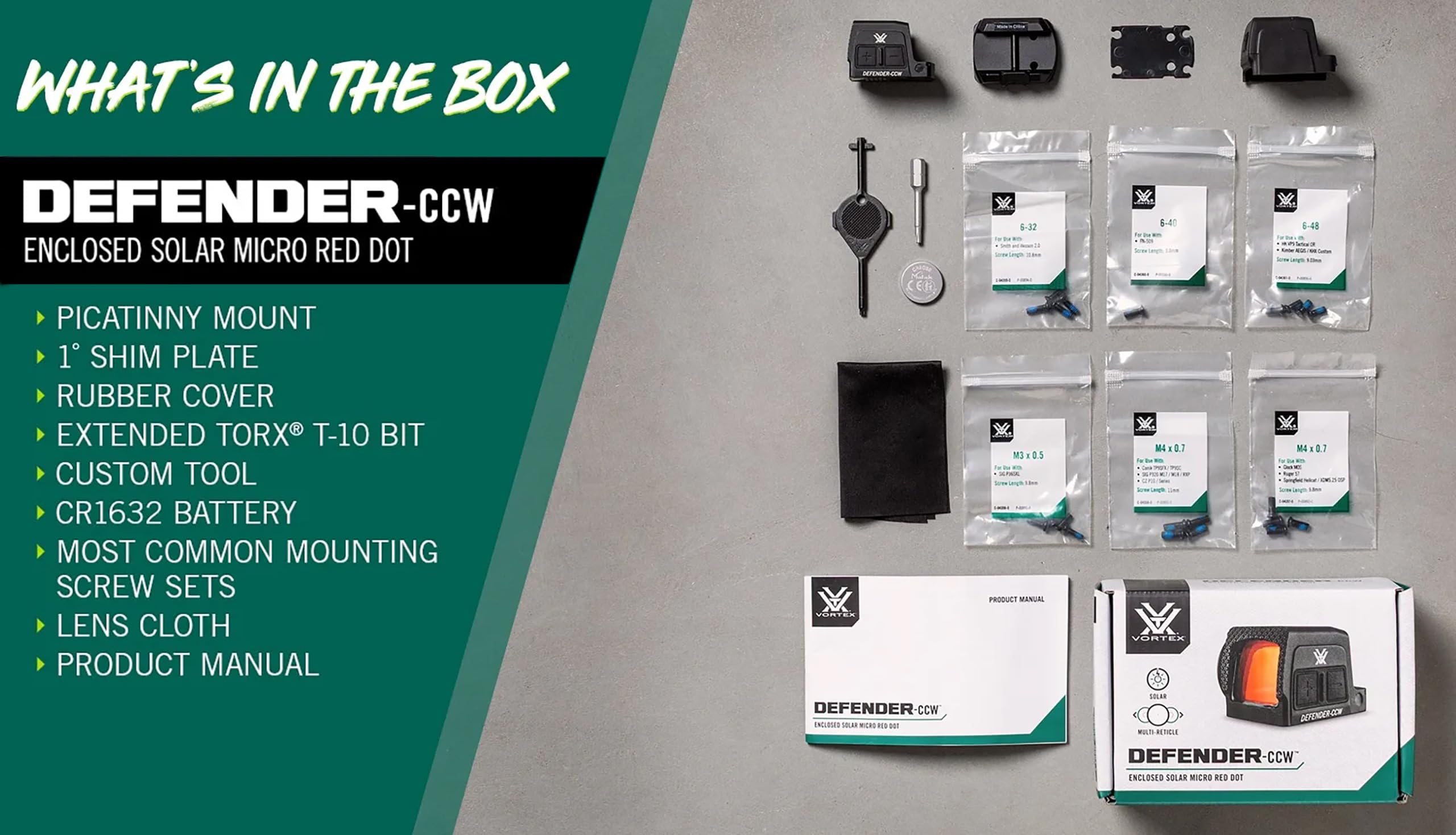 Vortex Defender-CCW Enclosed Solar Micro Red Dot Sight - Multi-Reticle