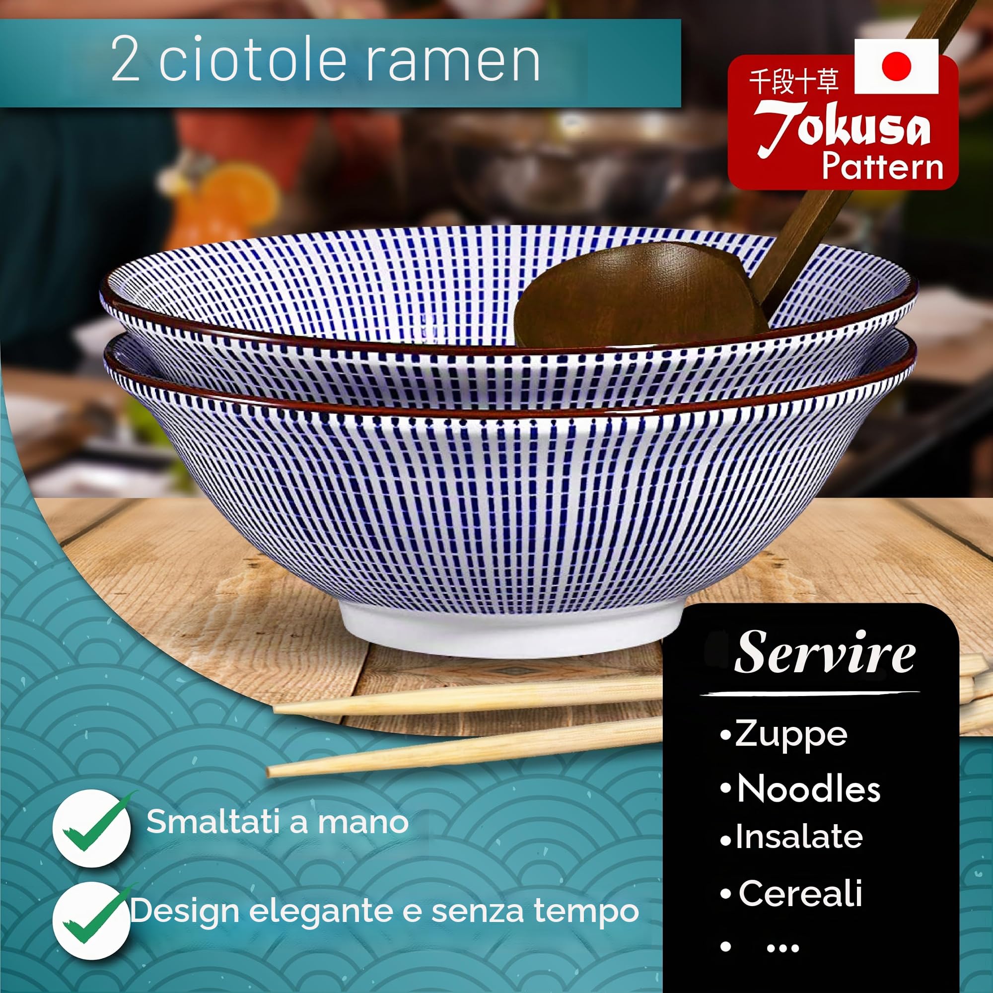 Urban Lifestyle ciotola ramen set 2 pezzi Ø 20,5 cm stile giapponese ciotola porcellana 1000 ml ciotola zuppa ciotola noodles ciotola pho ciotola insalata ciotola cereali TOKUSA