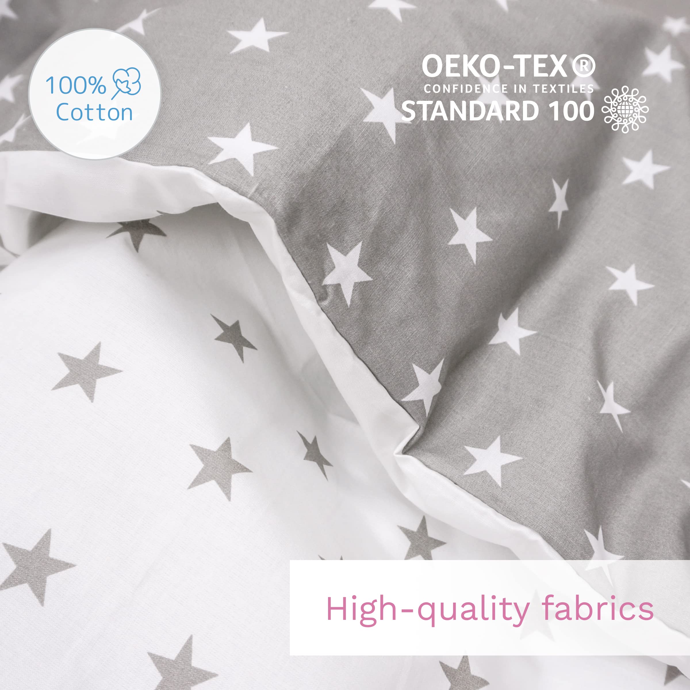 Baby Comfort 5 Piece Toddler Bedding Duvet Pillow with Covers & Jersey Sheet fits 83x50cm Co-sleeper Crib 12M+ (Big Stars) — view 8