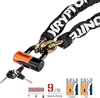 Vista 2 de Kryptonite New York 1210 - Candado de cadena para bicicleta, 3.25 pies de largo, resistente, antirrobo, vendido, seguro, dorado, con bloqueo