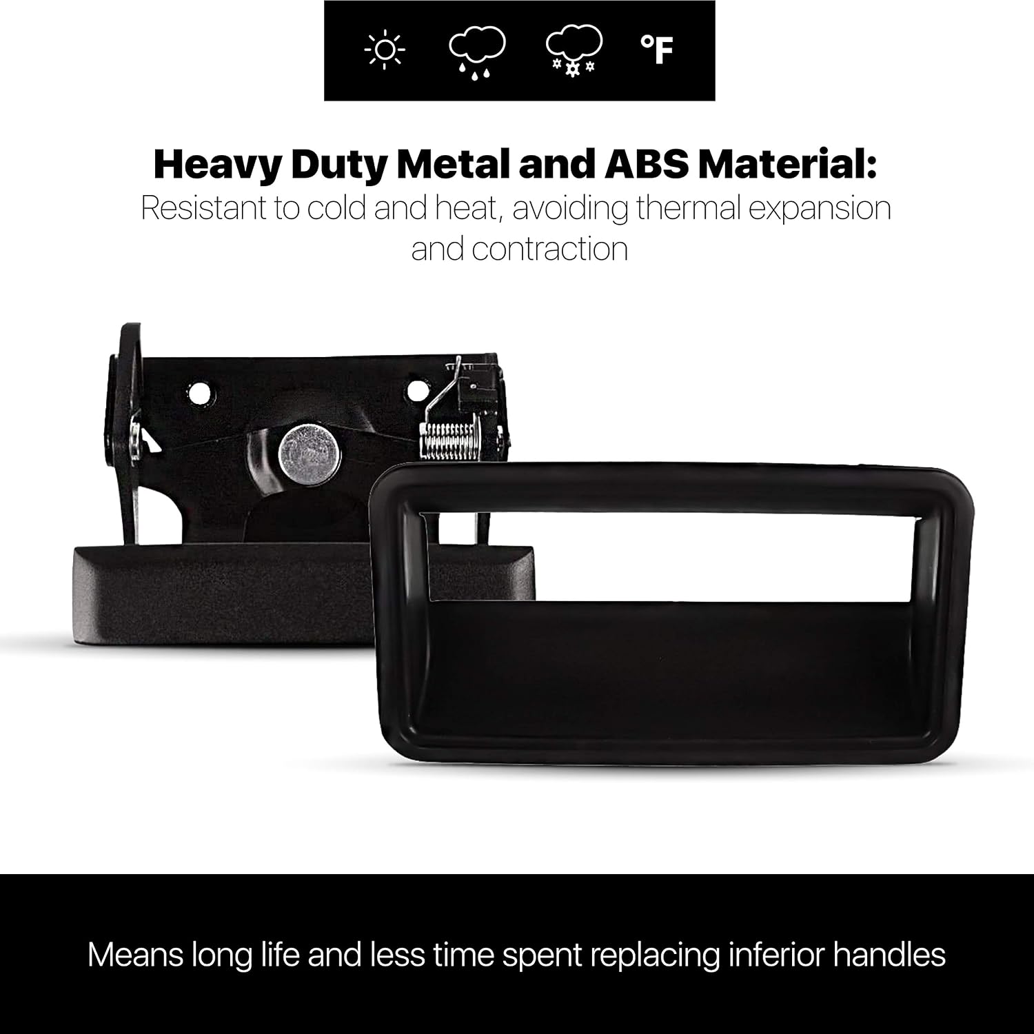 T1A Exterior Tailgate Handle and Bezel Set Compatible with Chevy 1988-2000 and GMC C&K, Fits 1500 2500 3500 Pickup Trucks, Black Color, T1A-15991785 & 15991786