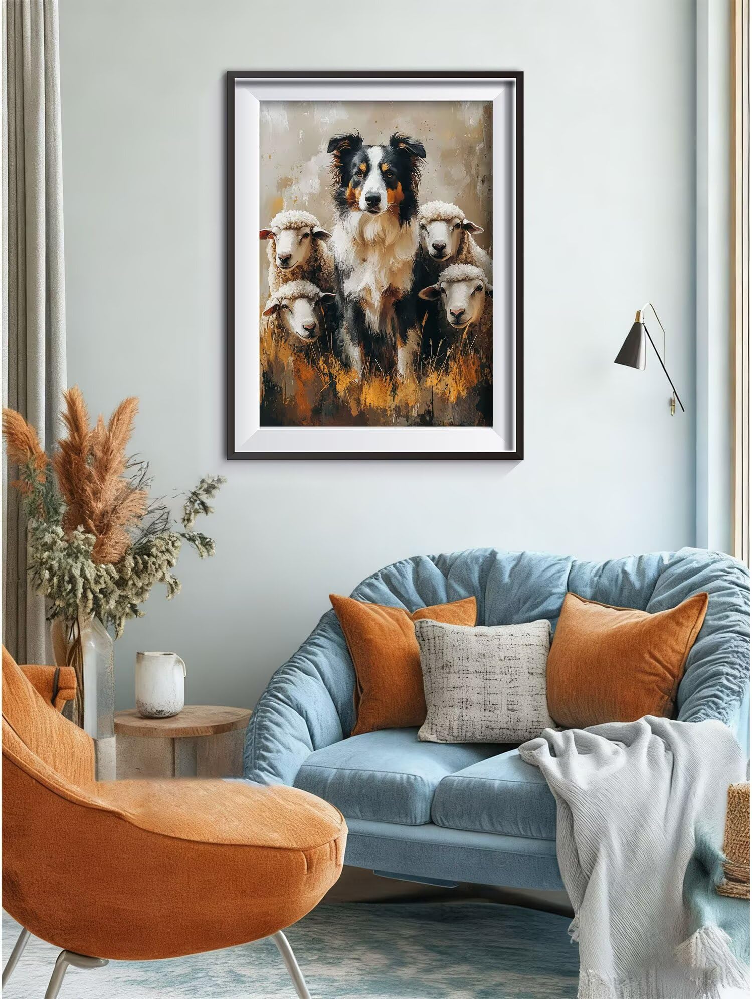 Diamond Painting Chien Mouton Mosaique Loisir Creatif Kit, Diy Diamond Point de Croix Broderie, Cristal Art Kit Peinture Diamant, Automne Halloween Decoration Murale, Cadeau de Noel 60x80cm W-l-164