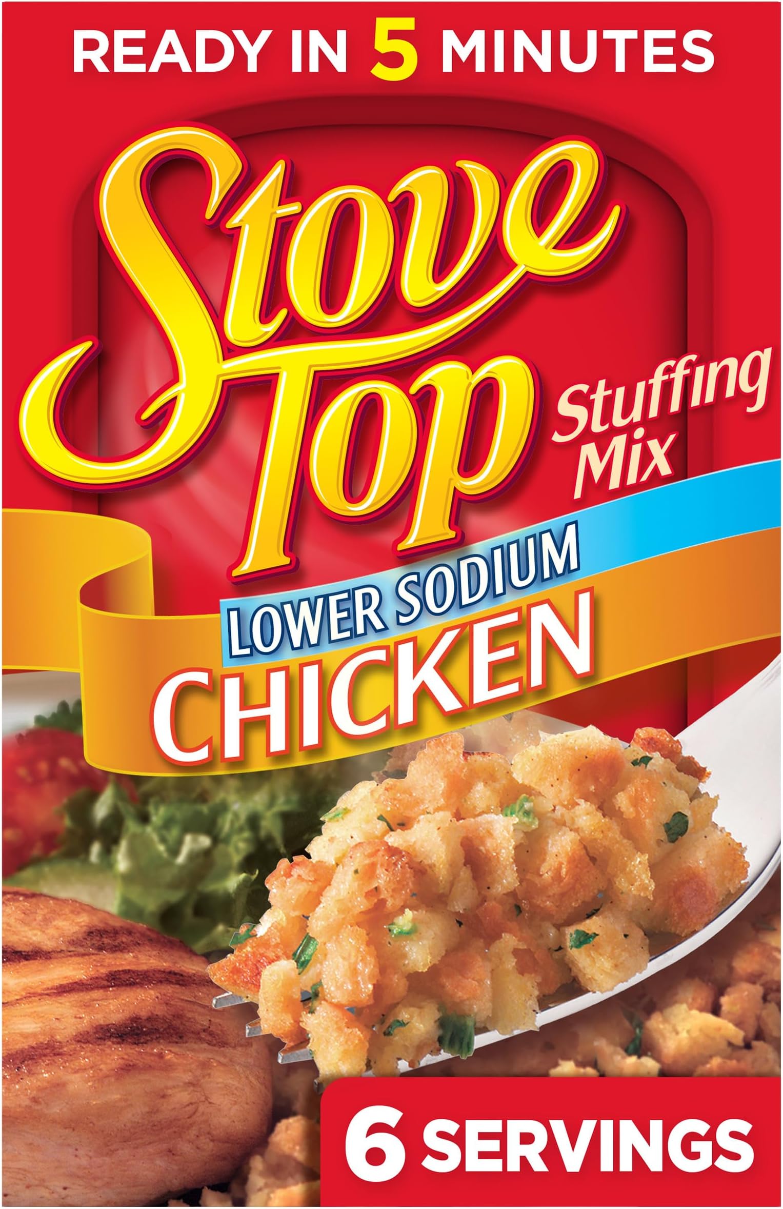 Low Sodium Stuffing Mix for Chicken with 25% Less Sodium, 6 oz Box