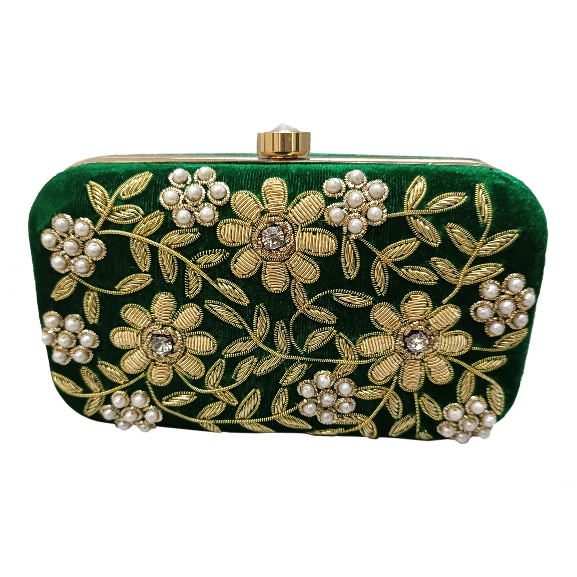 fashion overseas Women beaded fancy handmade clutch purse green color-picture-13