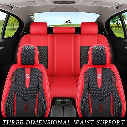Miniatura 2 de INZU Juego completo de fundas de asiento de automóvil de 5 asientos, ajuste universal, adecuado para la mayoría de automóviles, SUV, bolsas de aire
