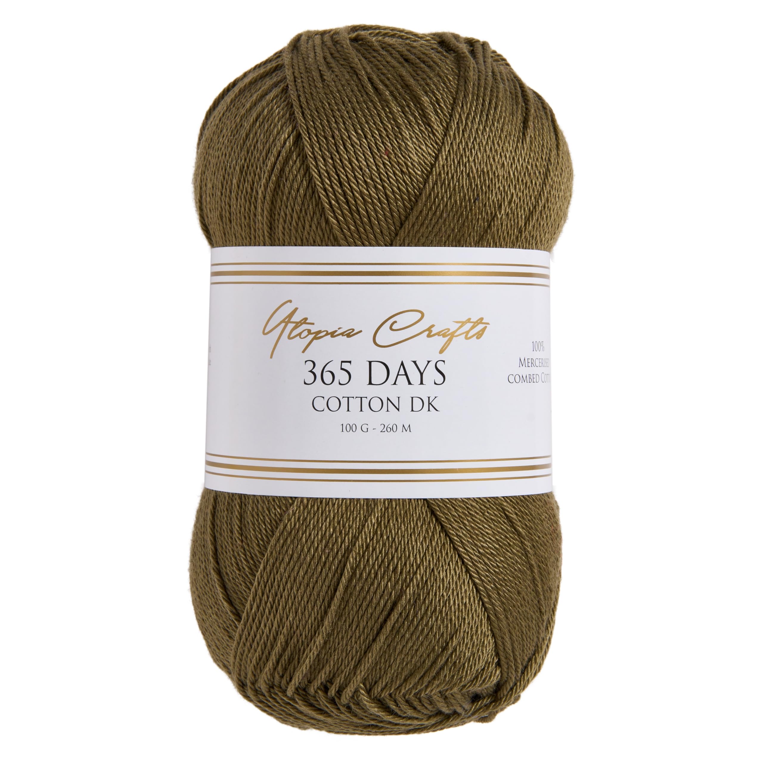 Utopia Crafts 365 Days Mercerised Combed Cotton DK Yarn for Knitting & Crochet 100g (Olive Moss) — image 1