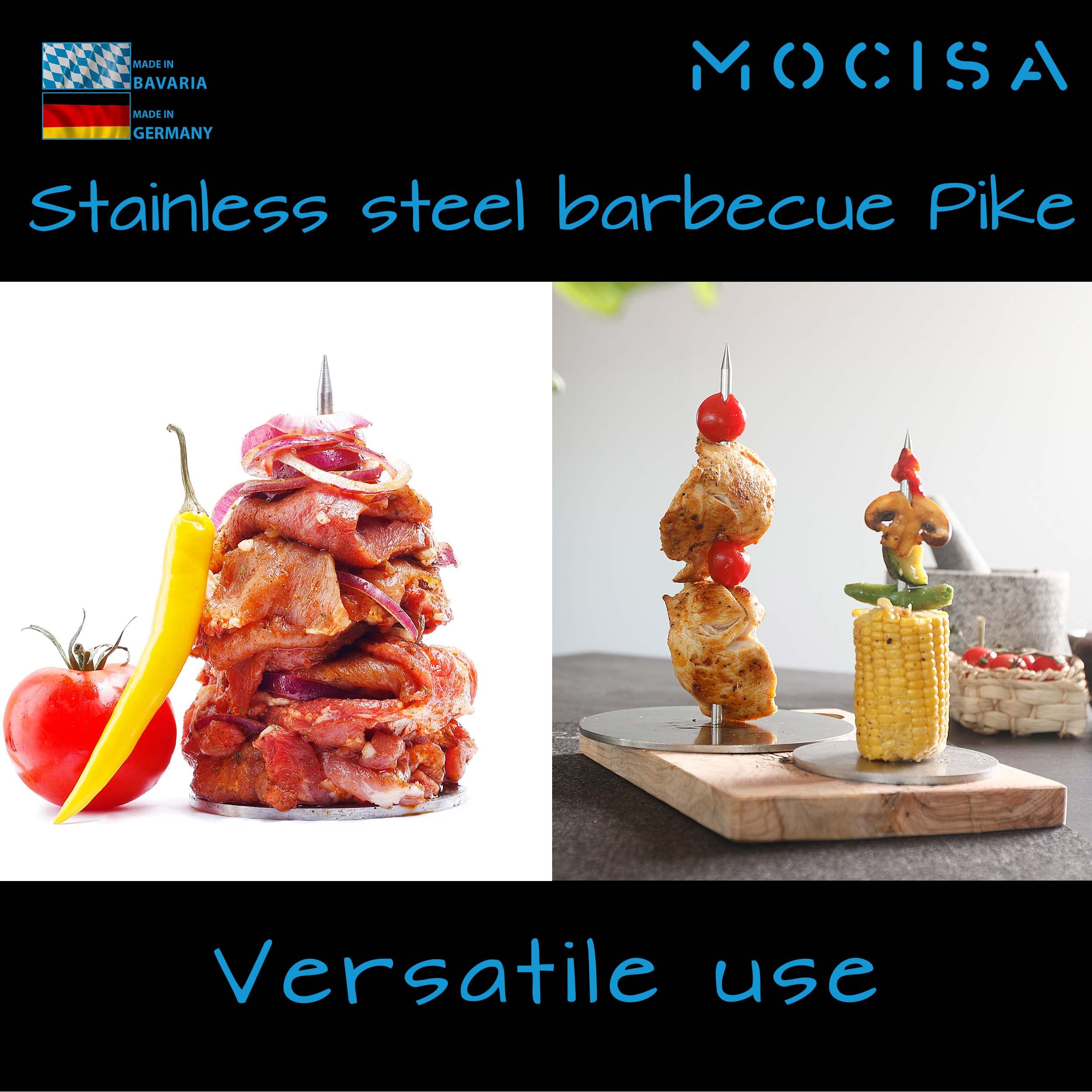 Rożen do grilla w jakości premium, rozmiar L, szpikulec do kebaba, ze stali nierdzewnej, łatwe przygotowanie żyrosów i kebabów na grillu gazowym, uniwersalne zastosowanie, idealne narzędzie do