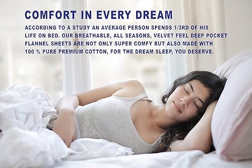 Miniatura 6 de RUVANTI Juego de sábanas de franela orgánica tamaño matrimonial, 100 % algodón doble cepillado, bolsillo profundo de 16 pulgadas, transpirables,