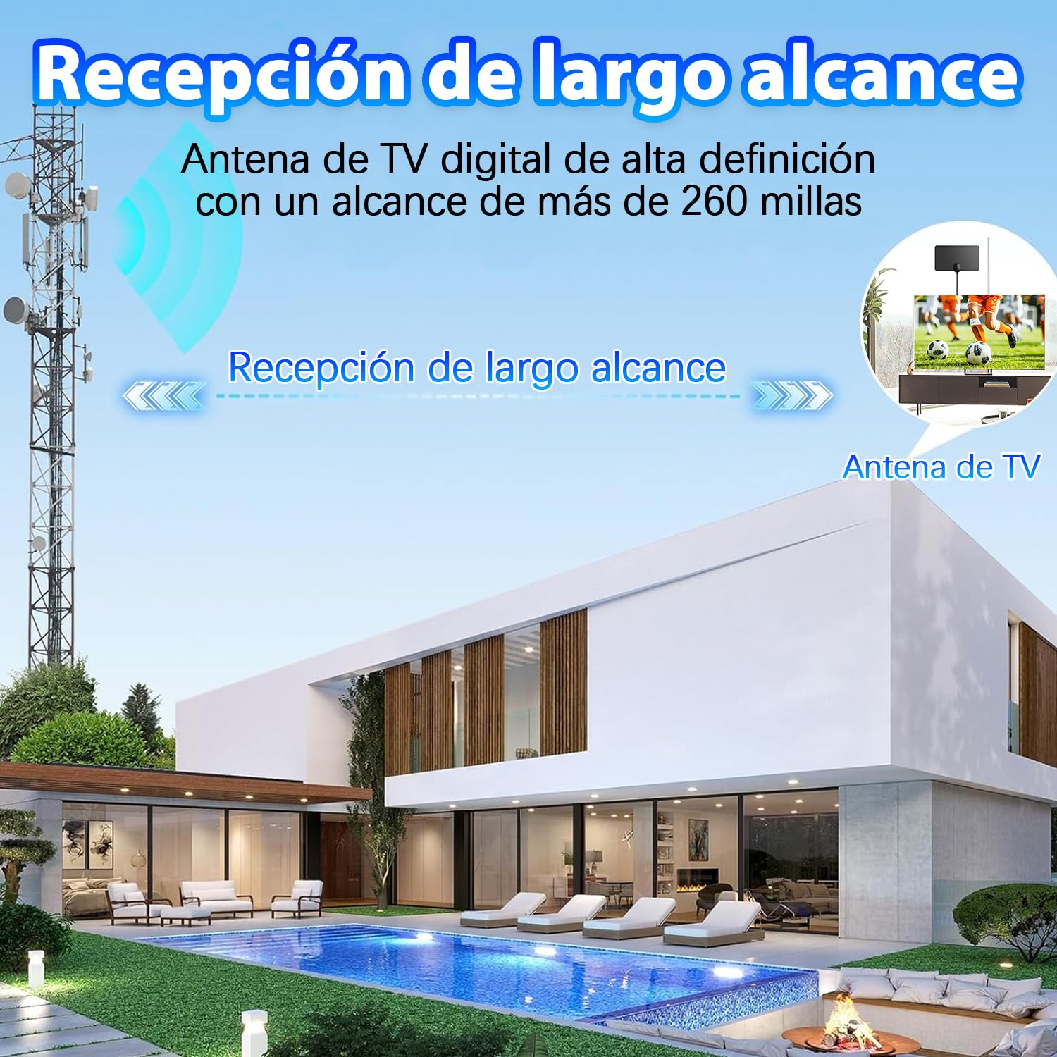 Antena TV Interior Digital de Panel 2026 – Diseño Ultrafino y Flexible con Amplificador, Recepción 360° de Largo Alcance, Compatible TDT/DVB-T2, Canales Gratis 4K/Full HD