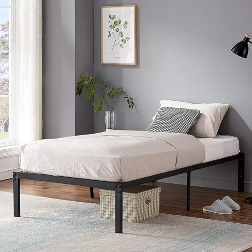 Miniatura 85 de Base de cama Vecelo, de 14 pulgadas, listones de acero resistente Plataforma metálica B,Plataforma plegable,Negro Metálico