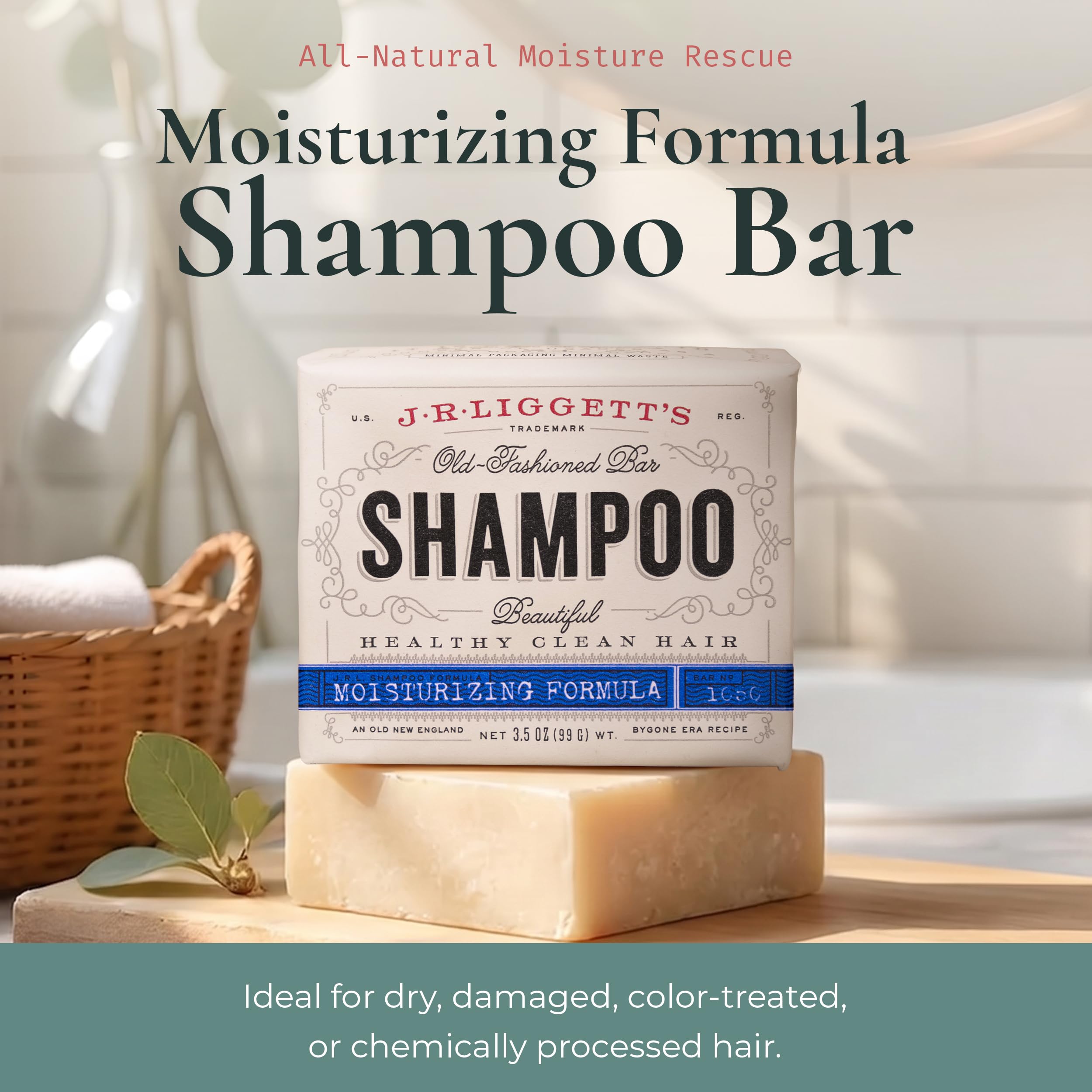 J·R·LIGGETT'S Solides Shampoo, feuchtigkeitsspendende Formel, komplett natürliches festes Shampoo mit Kokosöl und Aloe Vera, ohne Sulfate, ohne Reinigungsmittel, stellt die Weichheit wieder her
