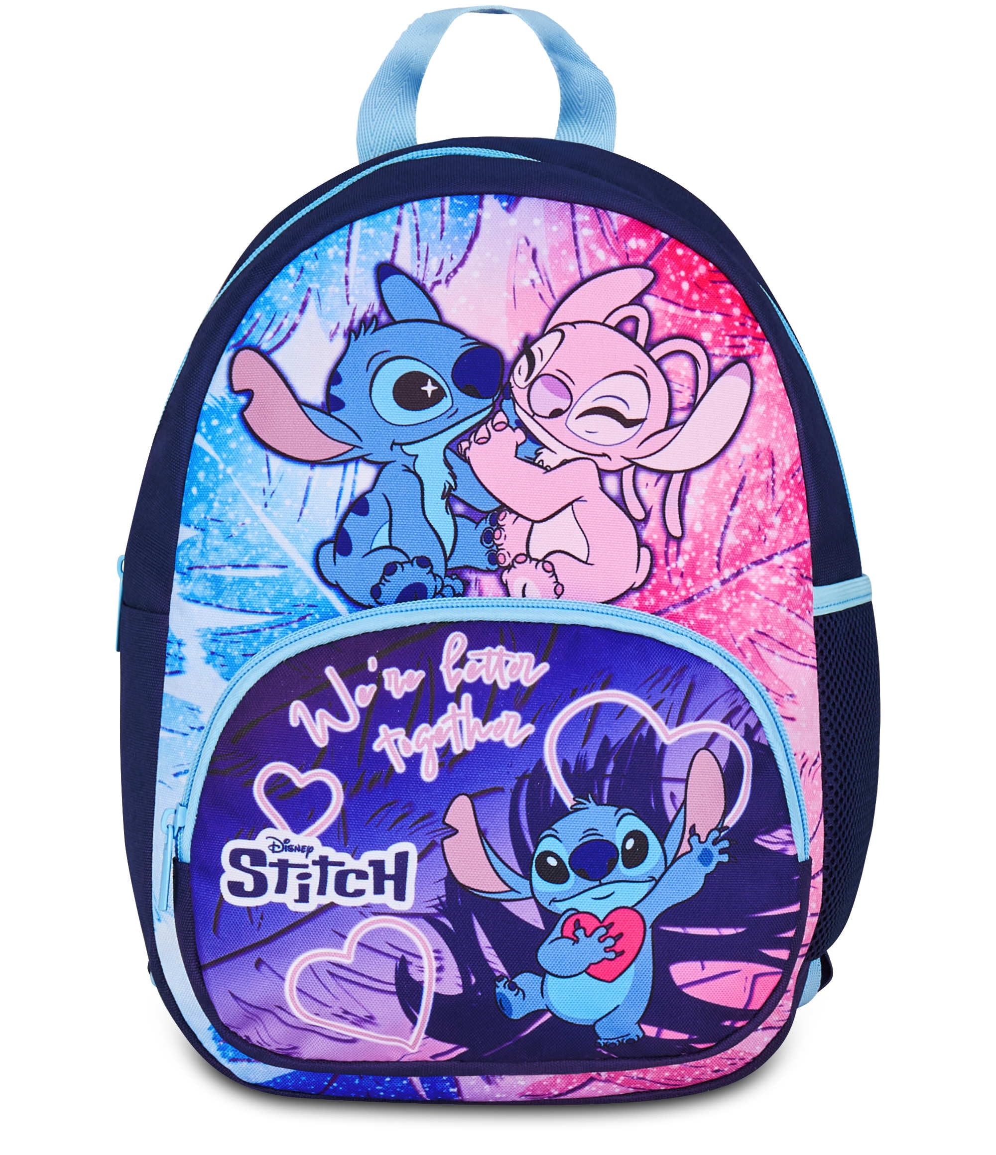 Seven Lilo & Stitch Zainetto Asilo, Blu, Tasca Frontale con Zip, Tasca per Borraccia, Asilo e Tempo Libero, Bambina