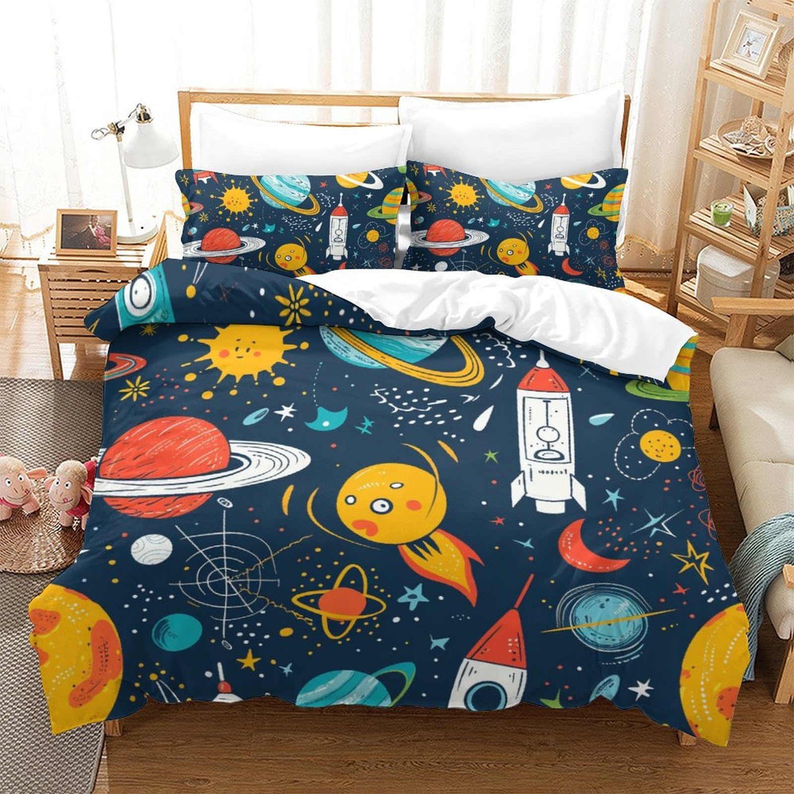 Parure de lit galaxie 3D idée cadeau idéale pour lit double de garçon et fille