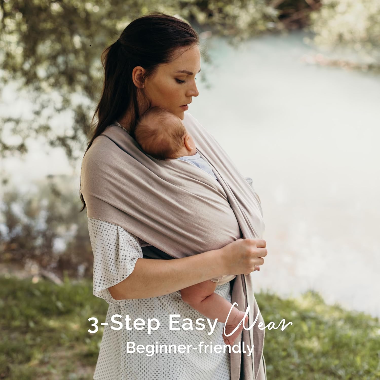 Boba Baby Wrap Carrier – Original Baby Sling Carrier for Newborns (7–35 lbs), Soft, Secure, Hands-Free & Ergonomic, Ideal for Comfortable Bonding, New Parents (Beige)