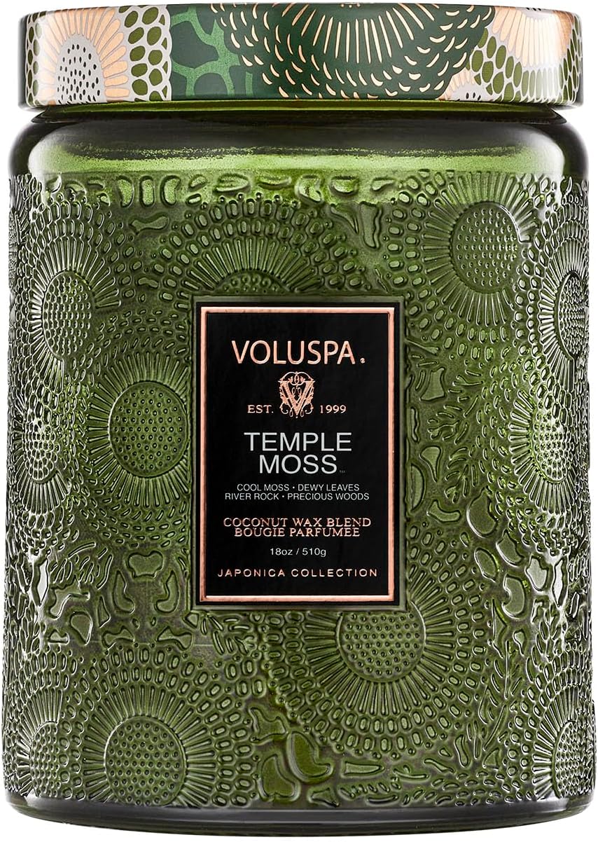 Temple Moss Large Jar Candle | 100 Hour Burn Time | Natural Wicks for a Clean Burn | Vegan | Poured in The USA